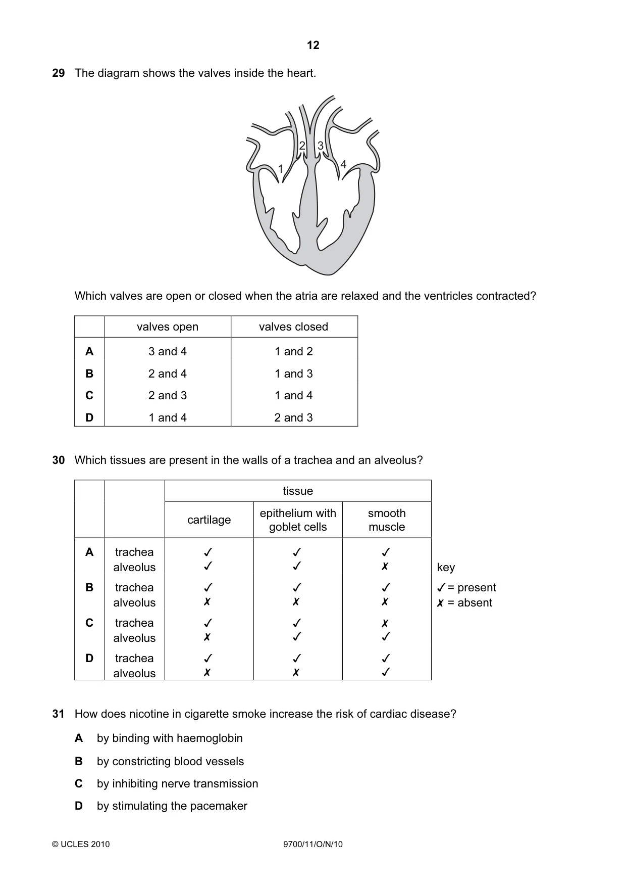 Cambridge A Level Biology 9700 2010 Oct/Nov Paper 1 · Variant 1 question paper, page 12 of 20