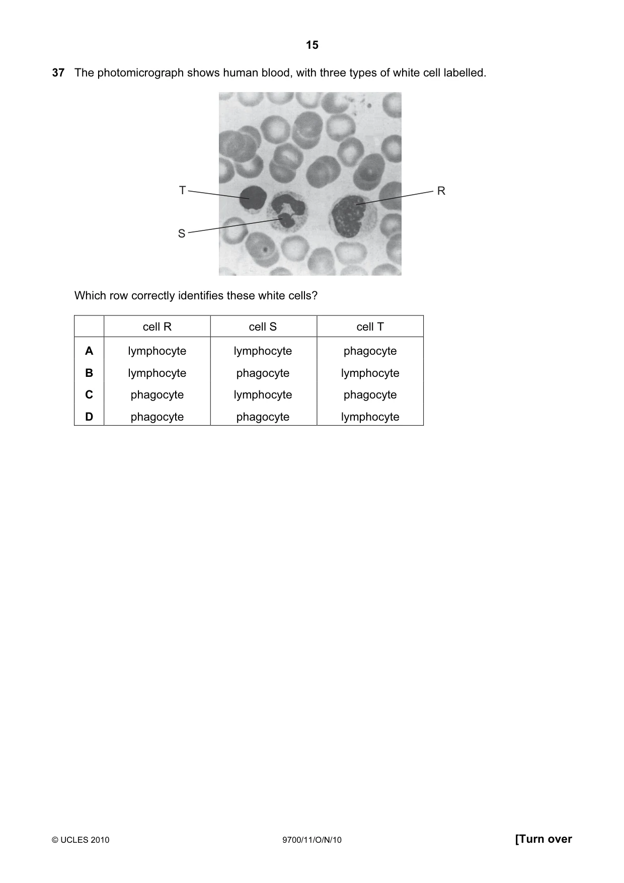 Cambridge A Level Biology 9700 2010 Oct/Nov Paper 1 · Variant 1 question paper, page 15 of 20
