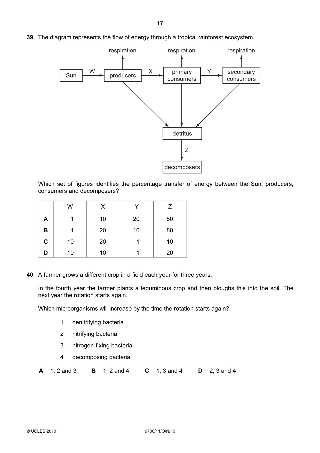 Cambridge A Level Biology 9700 2010 Oct/Nov Paper 1 · Variant 1 question paper, page 17 of 20
