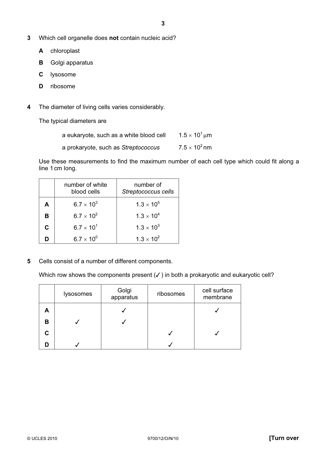 Cambridge A Level Biology 9700 2010 Oct/Nov Paper 1 · Variant 2 question paper, page 3 of 20