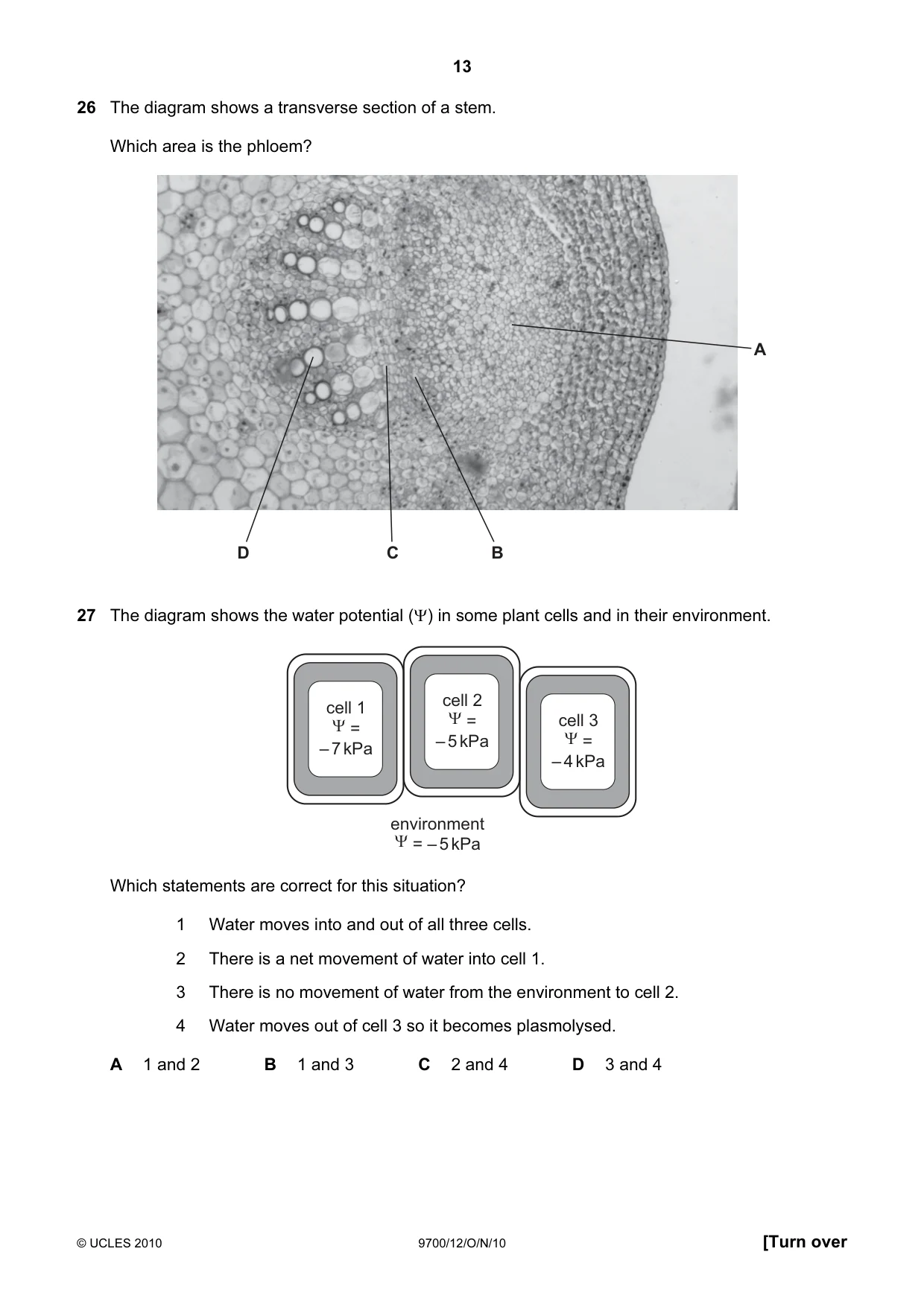 Cambridge A Level Biology 9700 2010 Oct/Nov Paper 1 · Variant 2 question paper, page 13 of 20