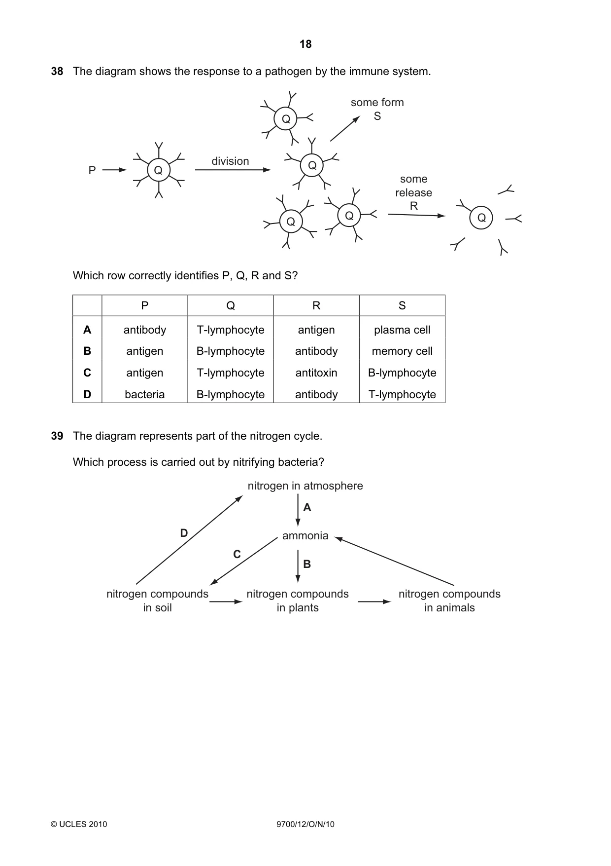 Cambridge A Level Biology 9700 2010 Oct/Nov Paper 1 · Variant 2 question paper, page 18 of 20