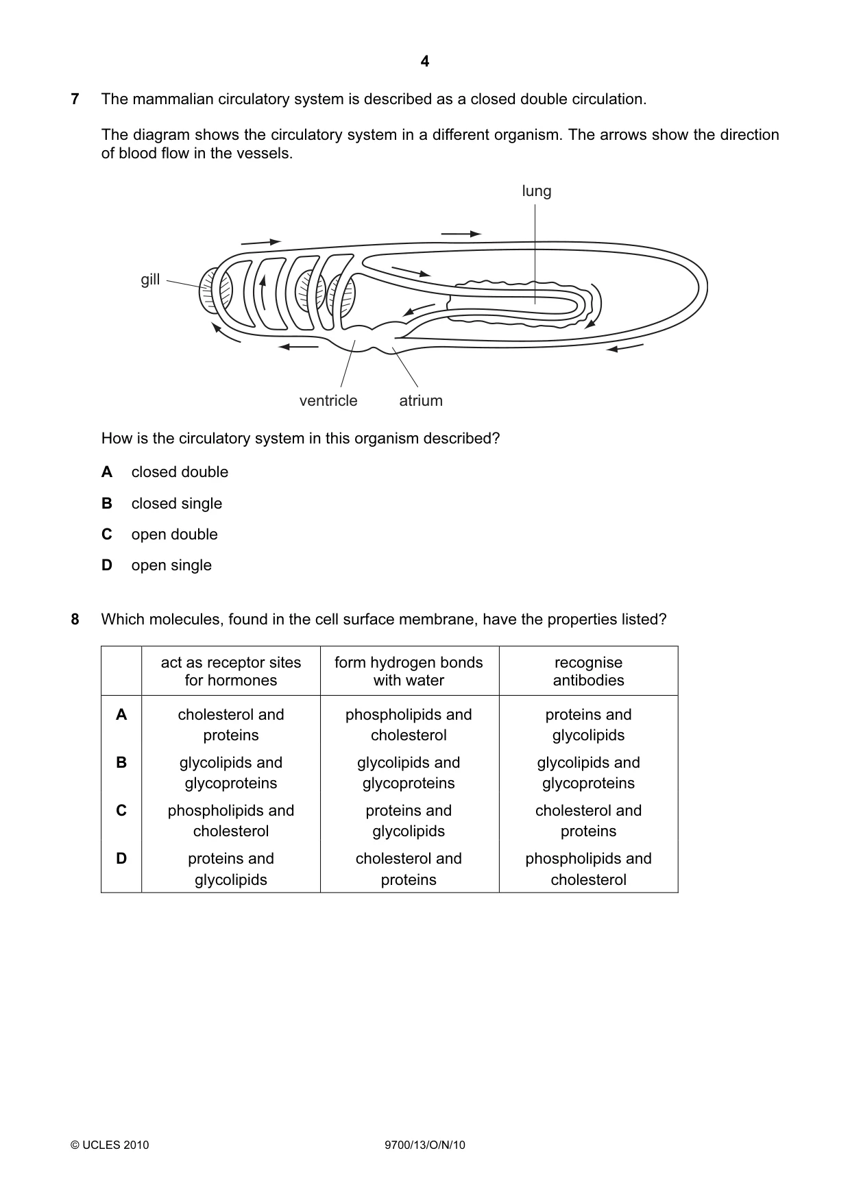 Cambridge A Level Biology 9700 2010 Oct/Nov Paper 1 · Variant 3 question paper, page 4 of 20