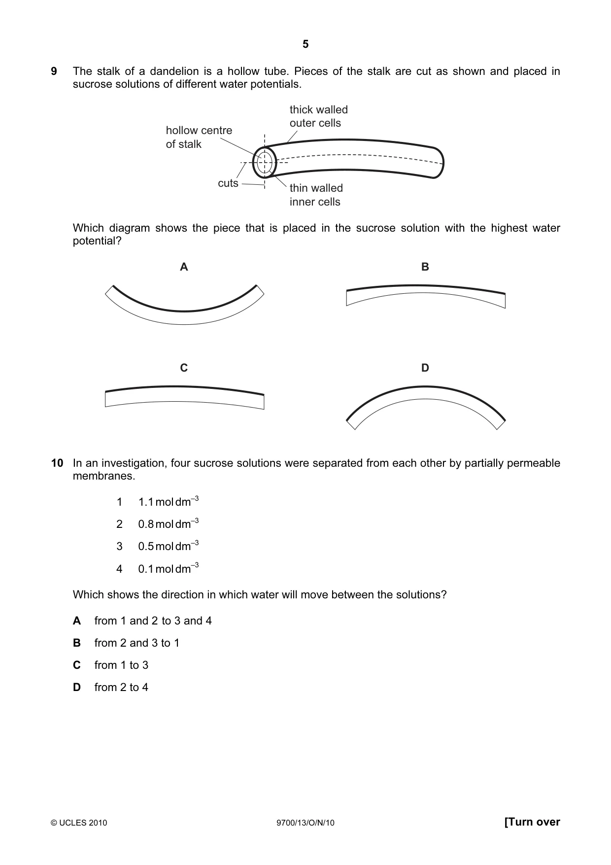 Cambridge A Level Biology 9700 2010 Oct/Nov Paper 1 · Variant 3 question paper, page 5 of 20