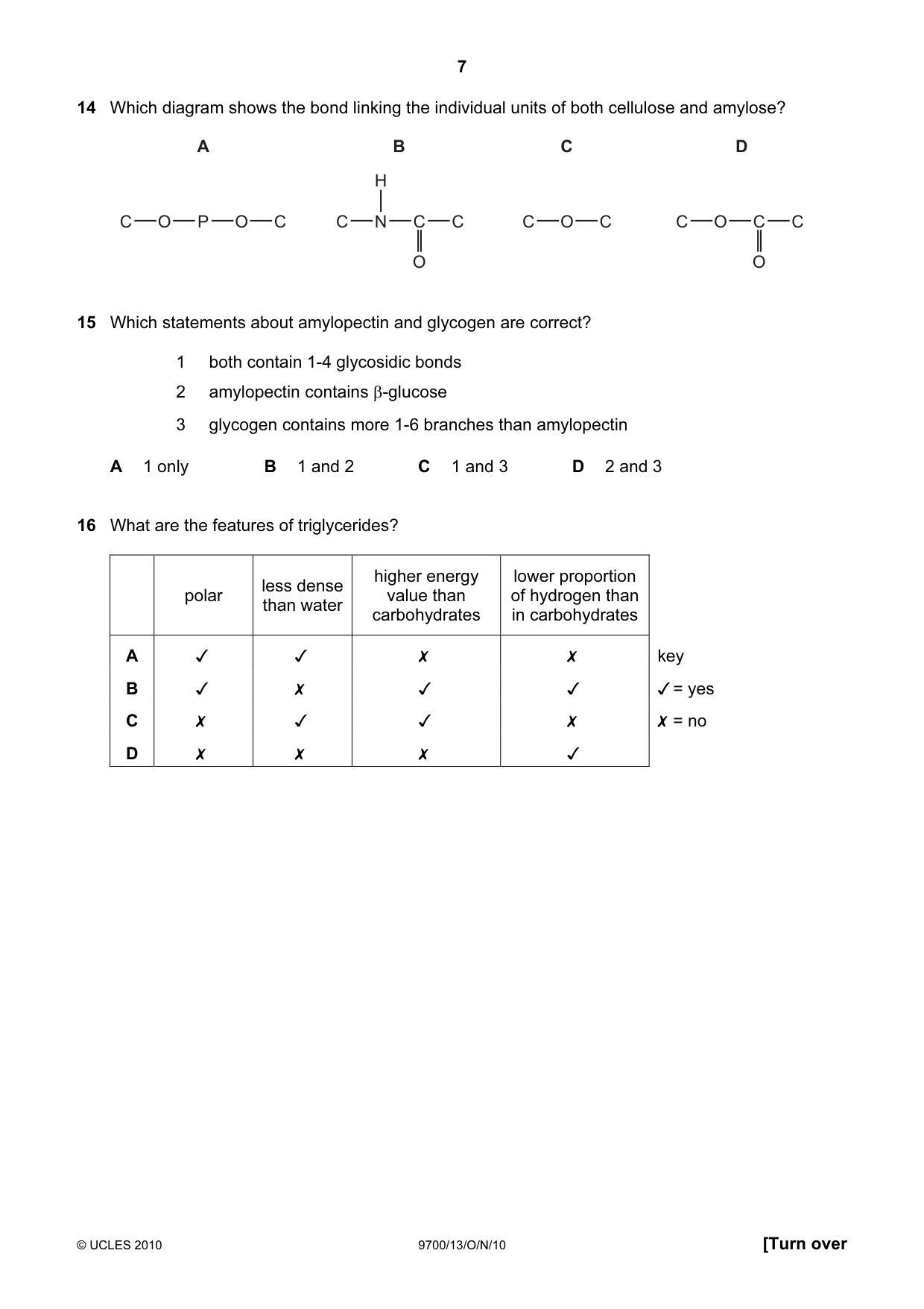 Cambridge A Level Biology 9700 2010 Oct/Nov Paper 1 · Variant 3 question paper, page 7 of 20