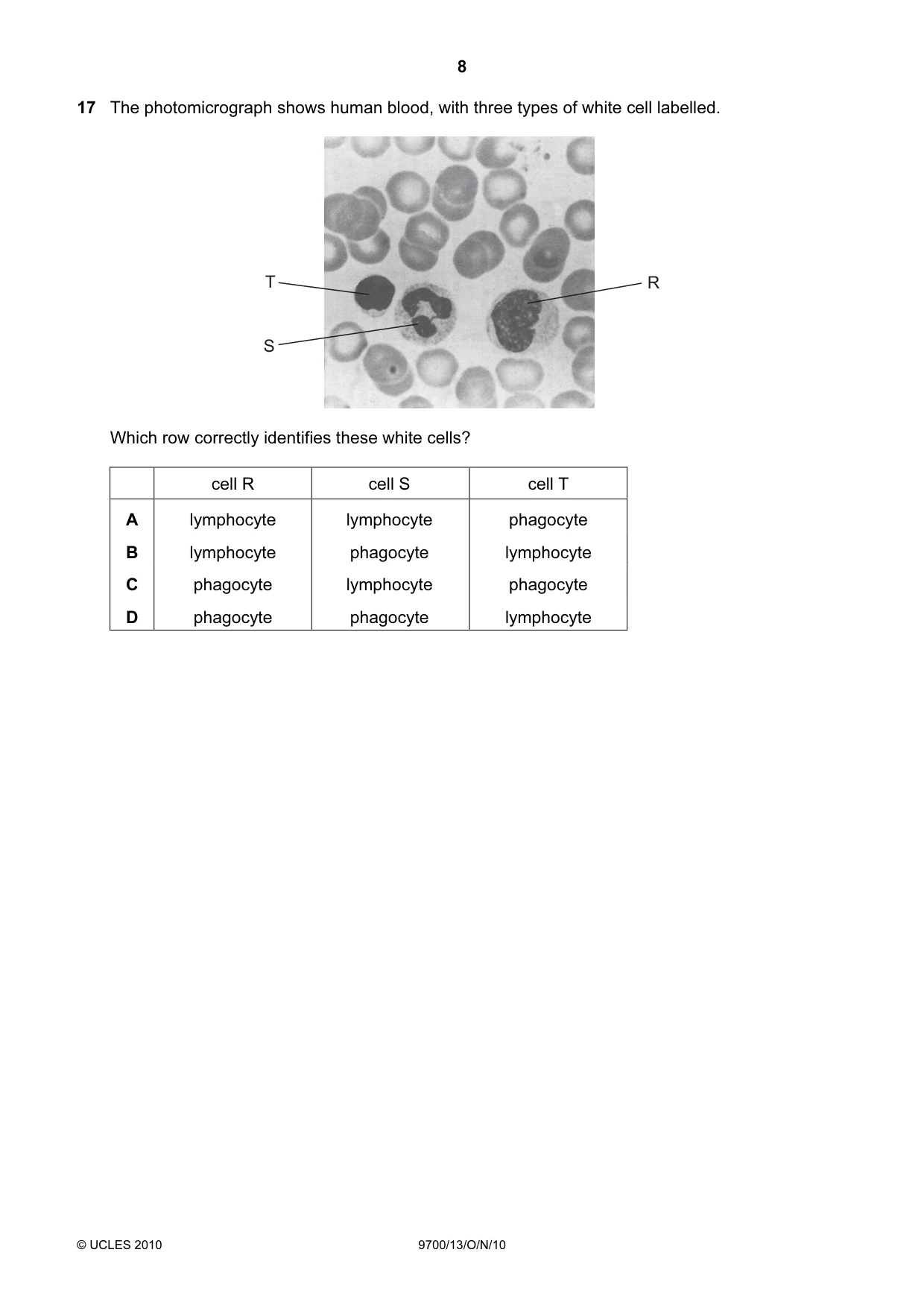 Cambridge A Level Biology 9700 2010 Oct/Nov Paper 1 · Variant 3 question paper, page 8 of 20
