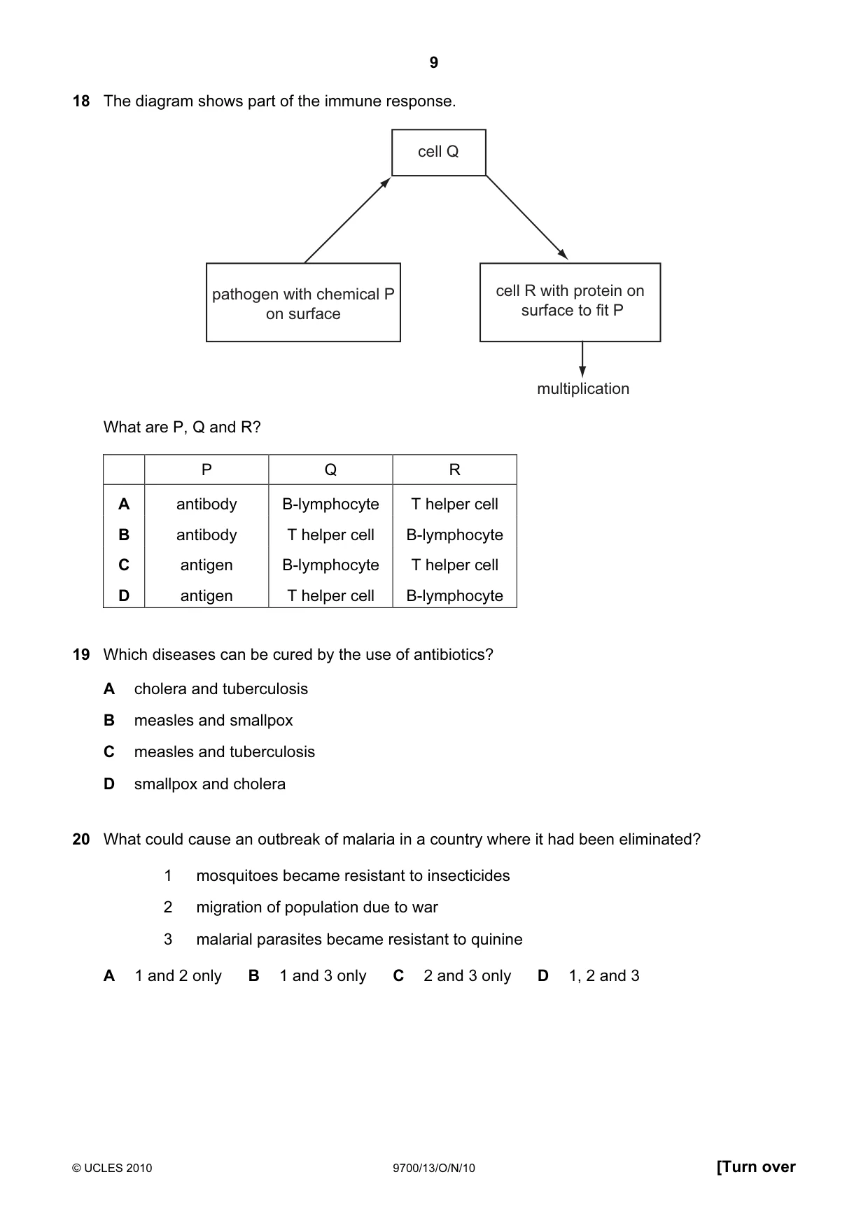 Cambridge A Level Biology 9700 2010 Oct/Nov Paper 1 · Variant 3 question paper, page 9 of 20
