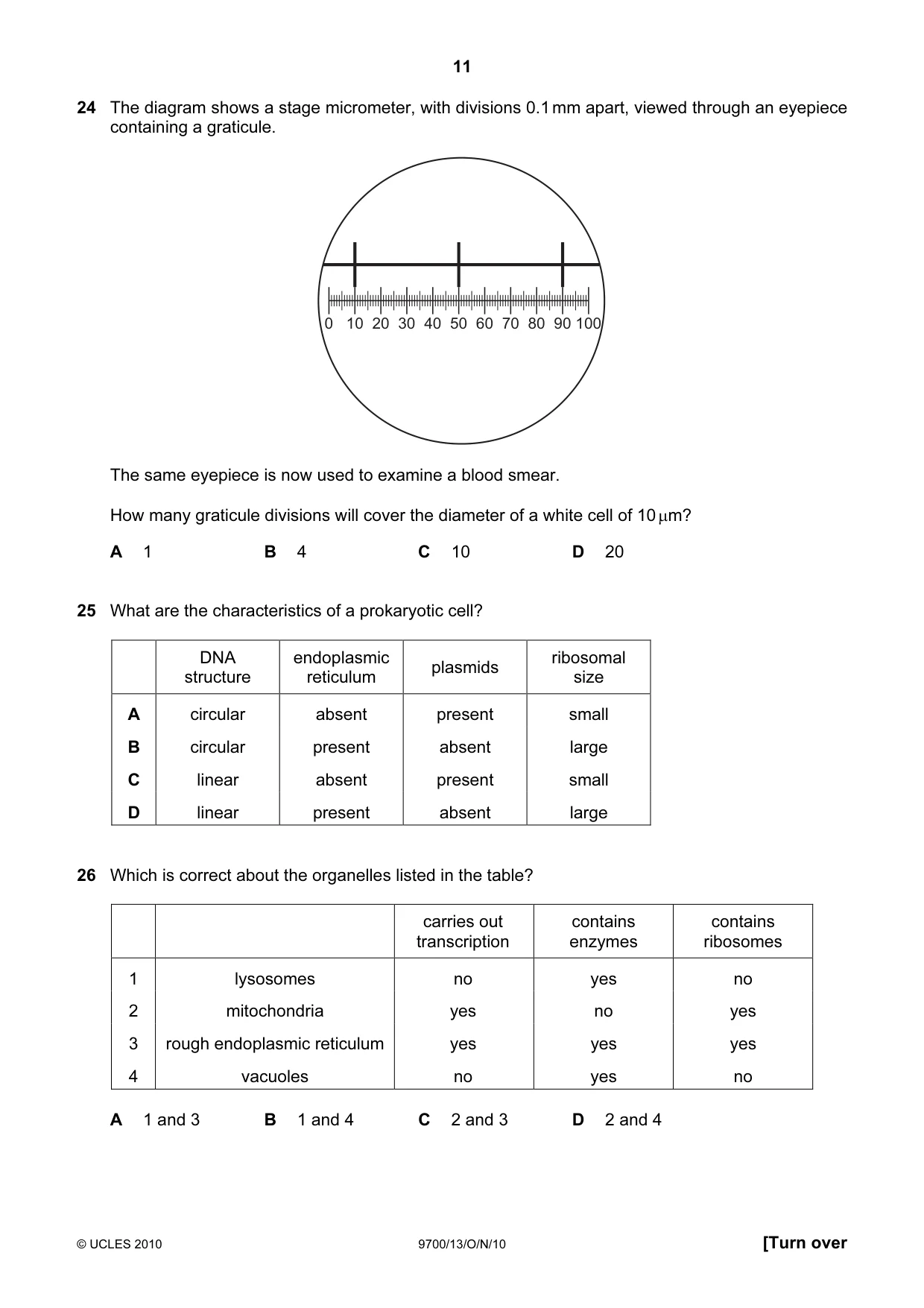 Cambridge A Level Biology 9700 2010 Oct/Nov Paper 1 · Variant 3 question paper, page 11 of 20