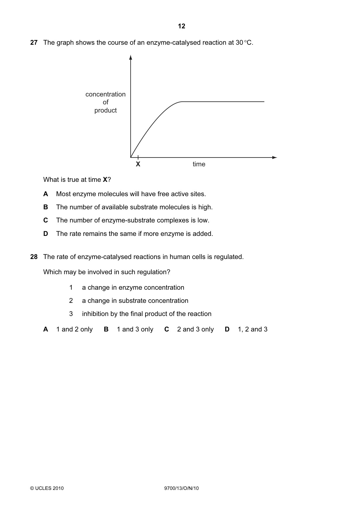 Cambridge A Level Biology 9700 2010 Oct/Nov Paper 1 · Variant 3 question paper, page 12 of 20