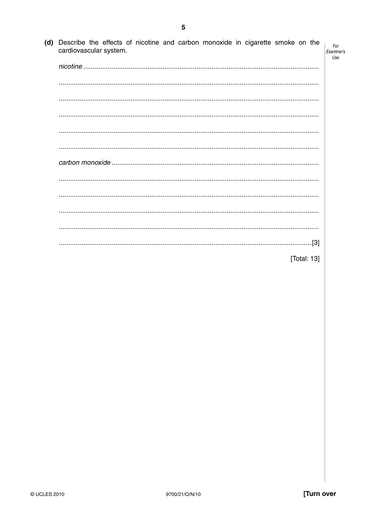 Cambridge A Level Biology 9700 2010 Oct/Nov Paper 2 · Variant 1 question paper, page 5 of 16