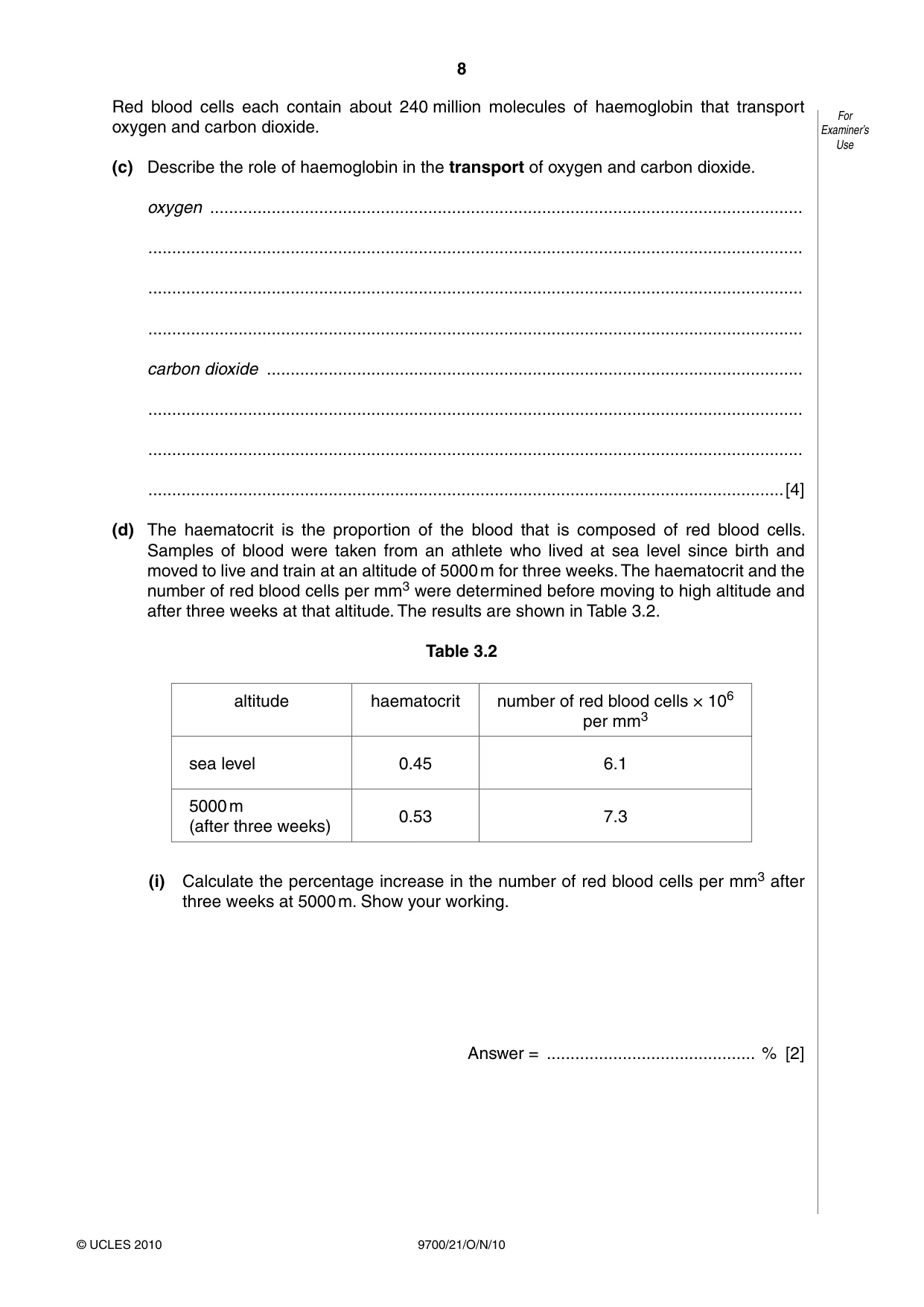 Cambridge A Level Biology 9700 2010 Oct/Nov Paper 2 · Variant 1 question paper, page 8 of 16