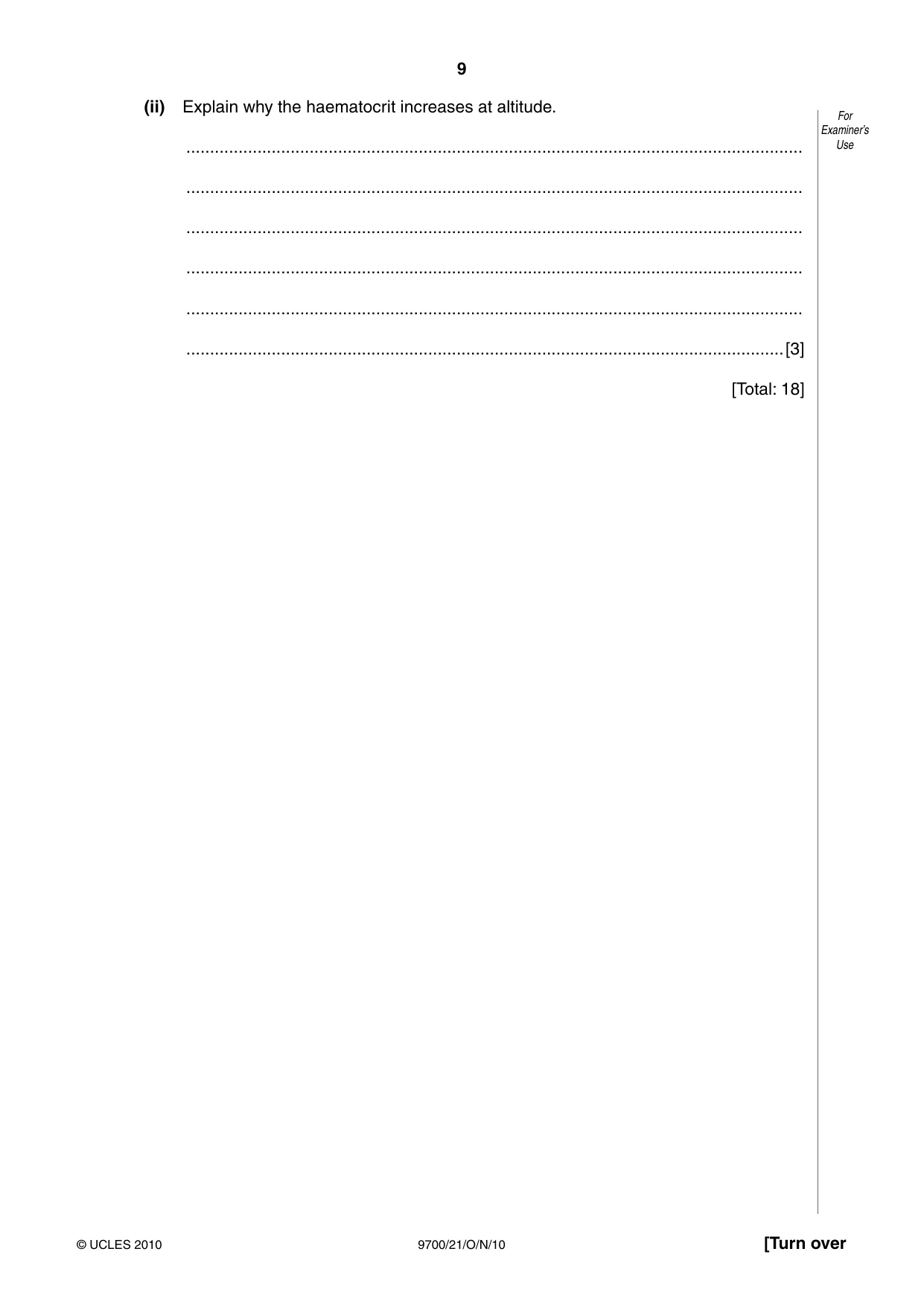 Cambridge A Level Biology 9700 2010 Oct/Nov Paper 2 · Variant 1 question paper, page 9 of 16