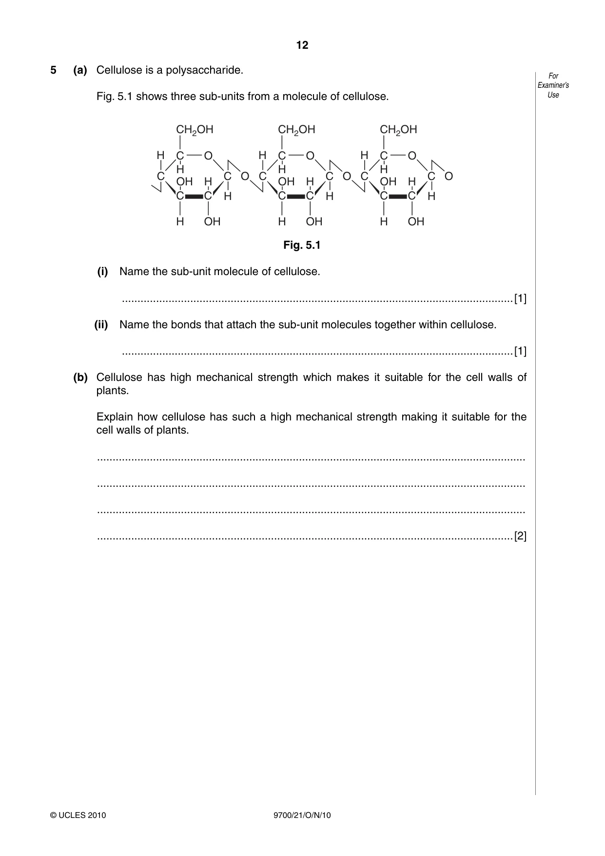 Cambridge A Level Biology 9700 2010 Oct/Nov Paper 2 · Variant 1 question paper, page 12 of 16