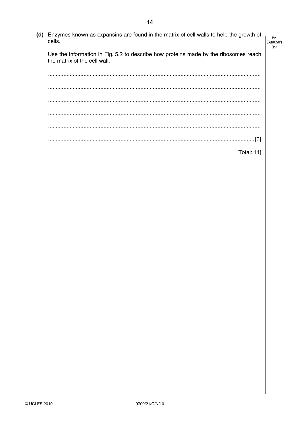 Cambridge A Level Biology 9700 2010 Oct/Nov Paper 2 · Variant 1 question paper, page 14 of 16