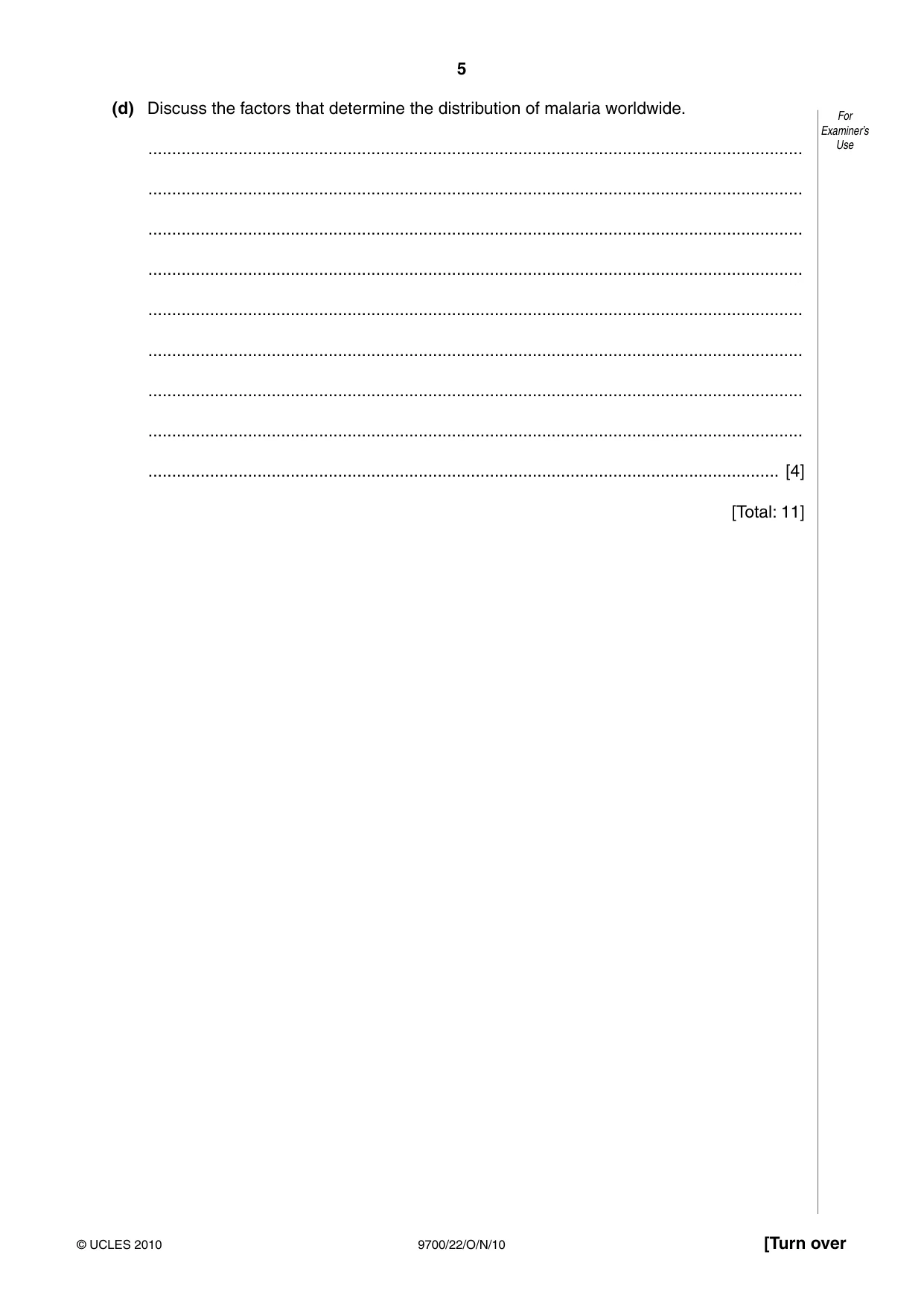 Cambridge A Level Biology 9700 2010 Oct/Nov Paper 2 · Variant 2 question paper, page 5 of 16