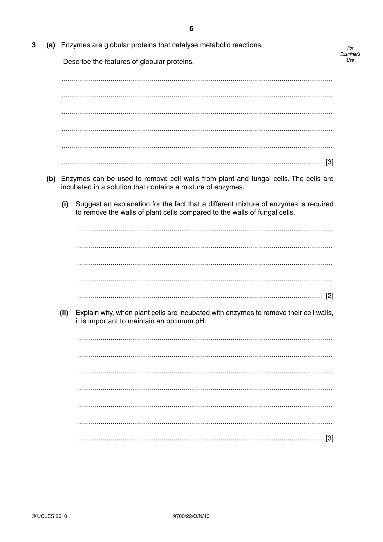 Cambridge A Level Biology 9700 2010 Oct/Nov Paper 2 · Variant 2 question paper, page 6 of 16