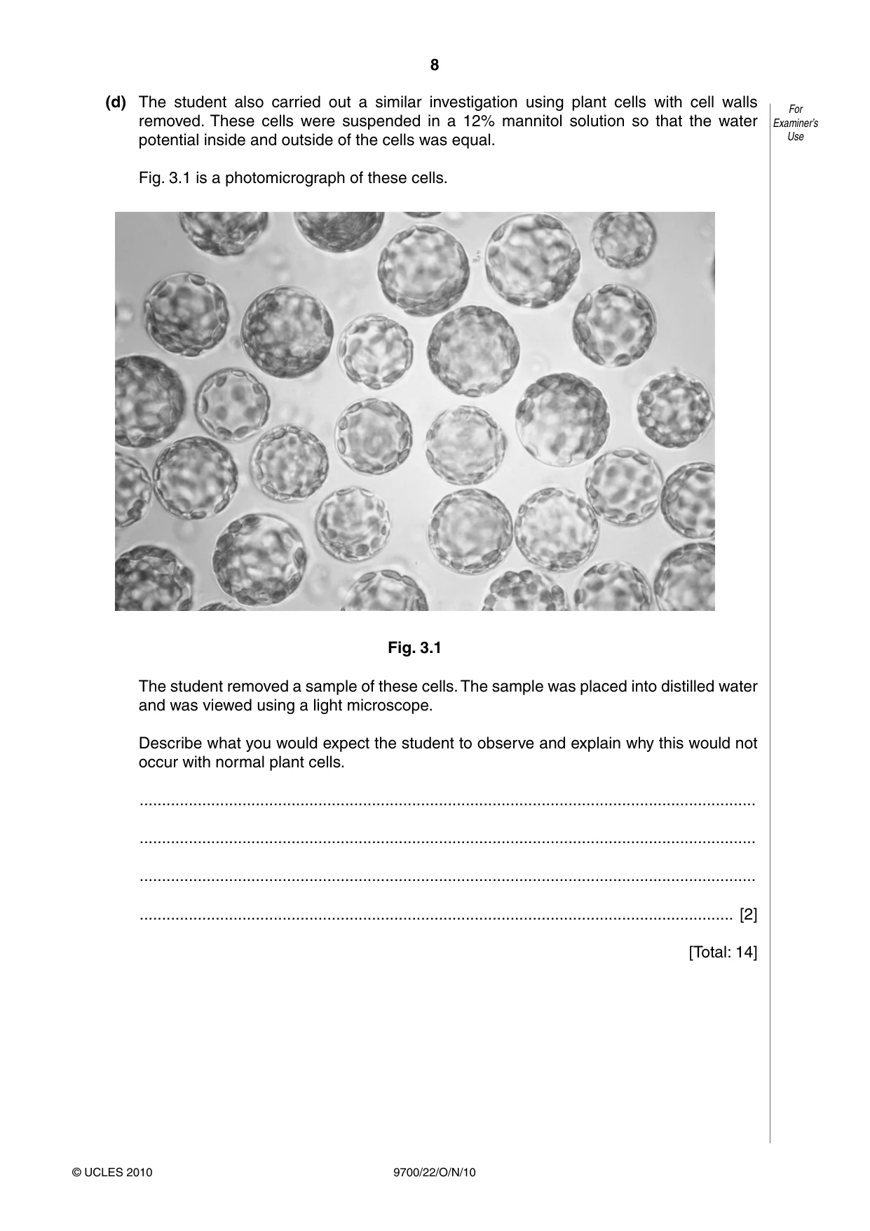 Cambridge A Level Biology 9700 2010 Oct/Nov Paper 2 · Variant 2 question paper, page 8 of 16