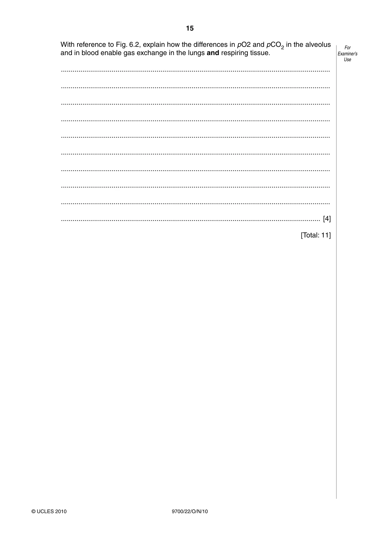Cambridge A Level Biology 9700 2010 Oct/Nov Paper 2 · Variant 2 question paper, page 15 of 16