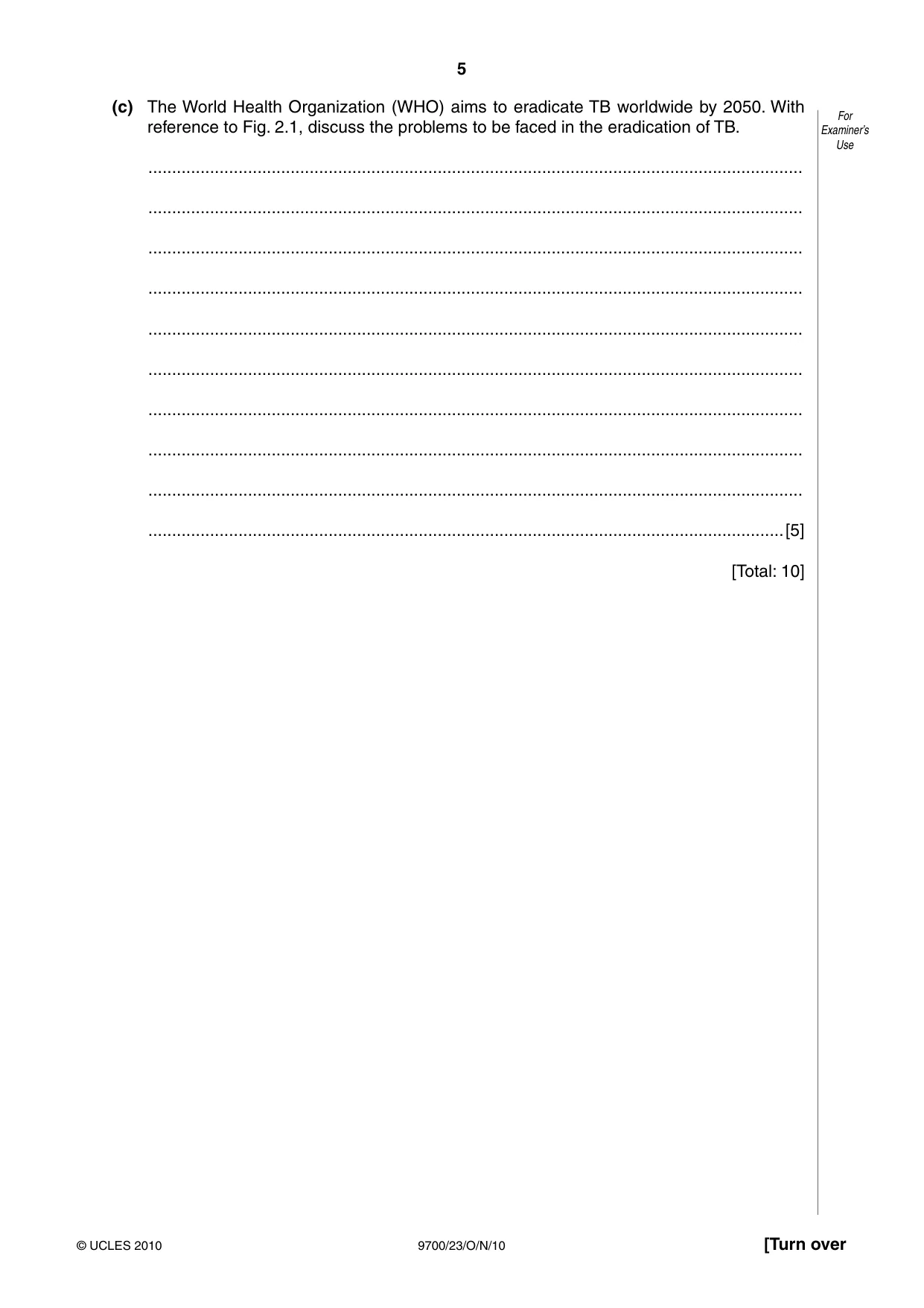Cambridge A Level Biology 9700 2010 Oct/Nov Paper 2 · Variant 3 question paper, page 5 of 16