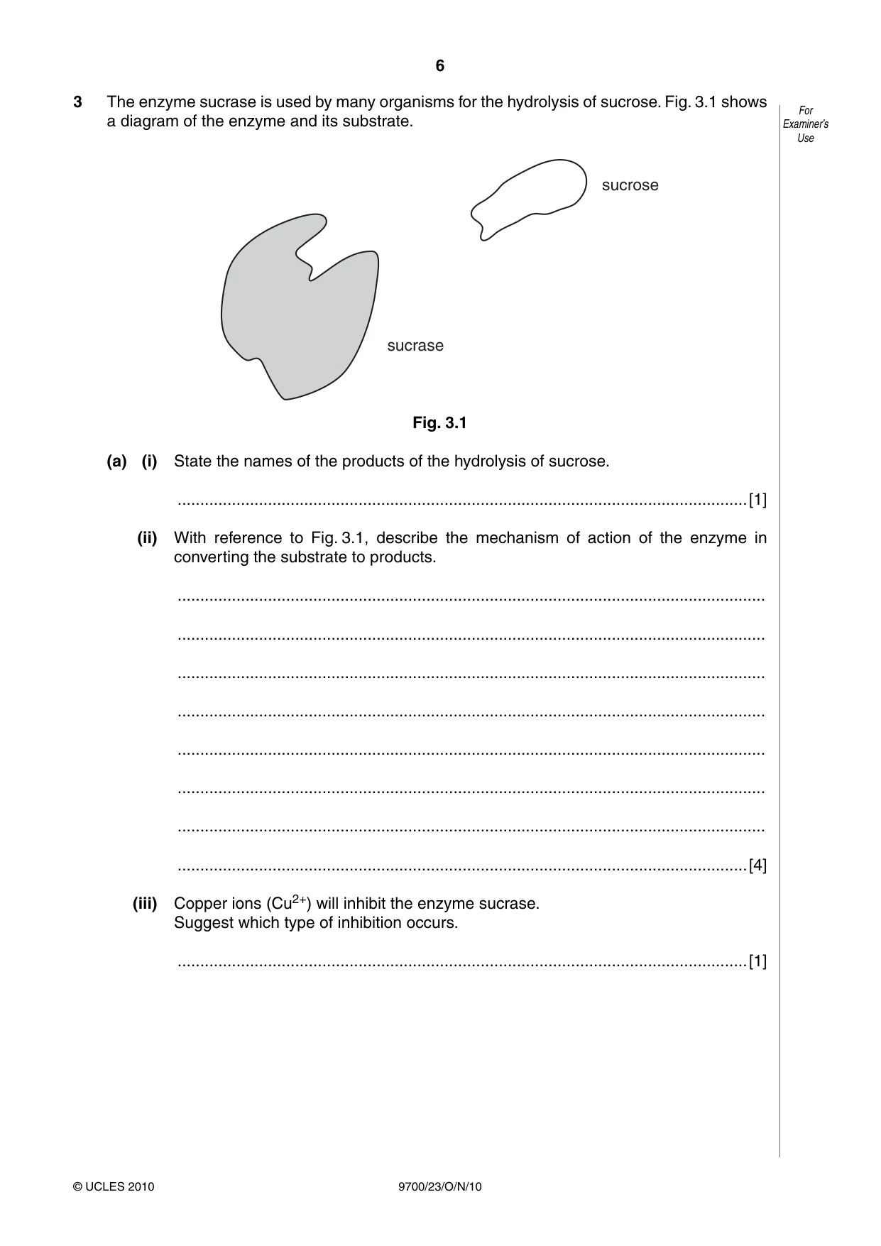 Cambridge A Level Biology 9700 2010 Oct/Nov Paper 2 · Variant 3 question paper, page 6 of 16