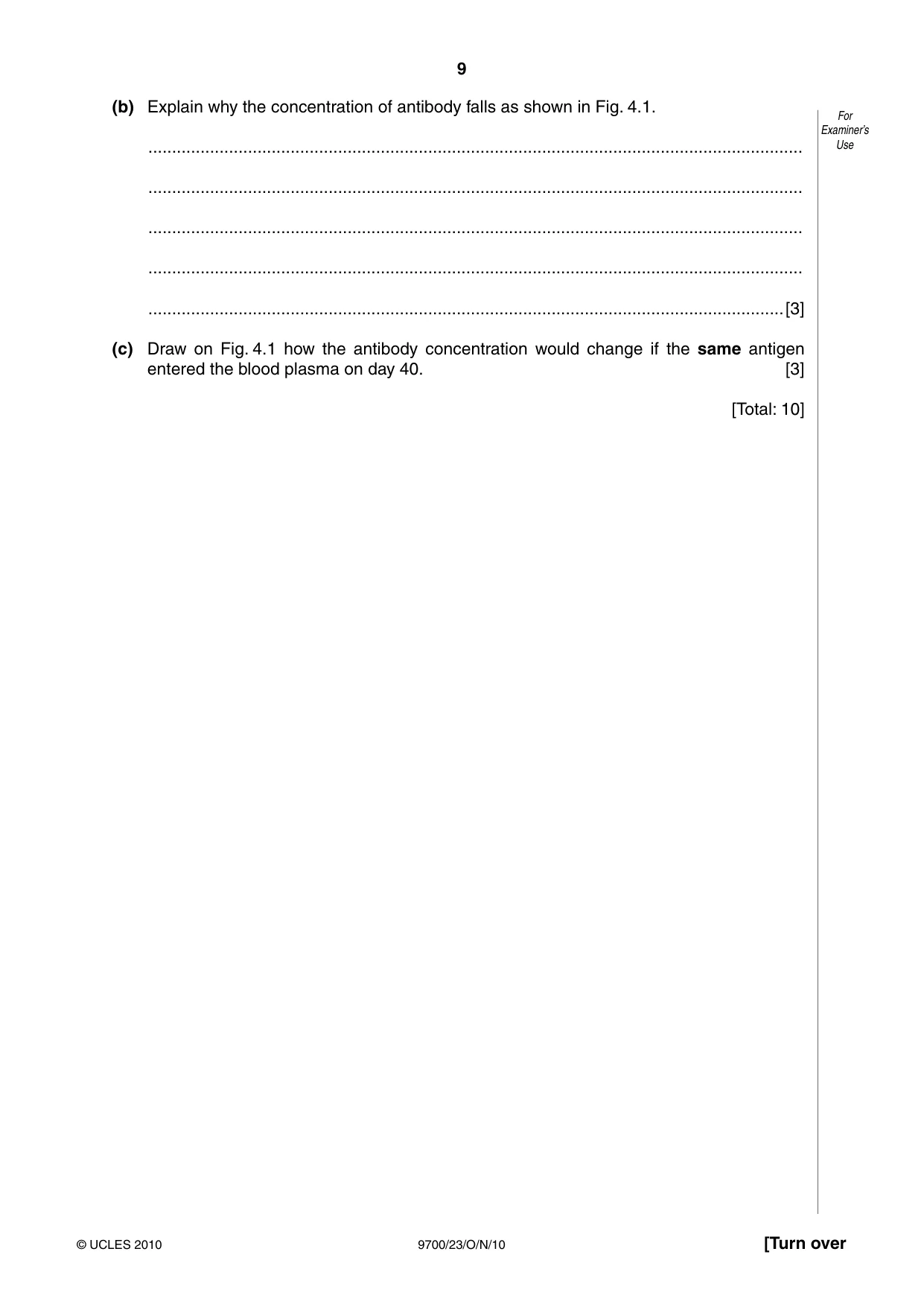 Cambridge A Level Biology 9700 2010 Oct/Nov Paper 2 · Variant 3 question paper, page 9 of 16