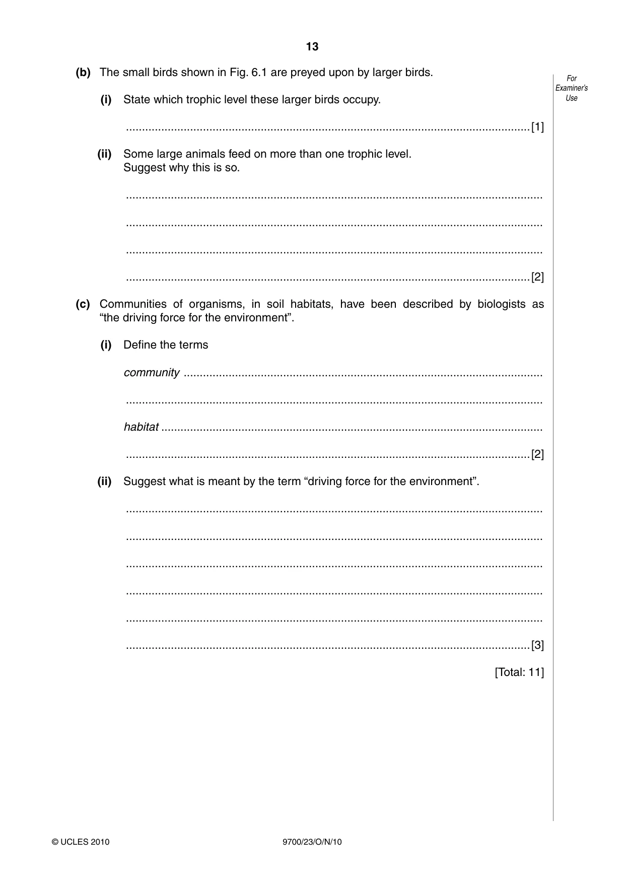 Cambridge A Level Biology 9700 2010 Oct/Nov Paper 2 · Variant 3 question paper, page 13 of 16