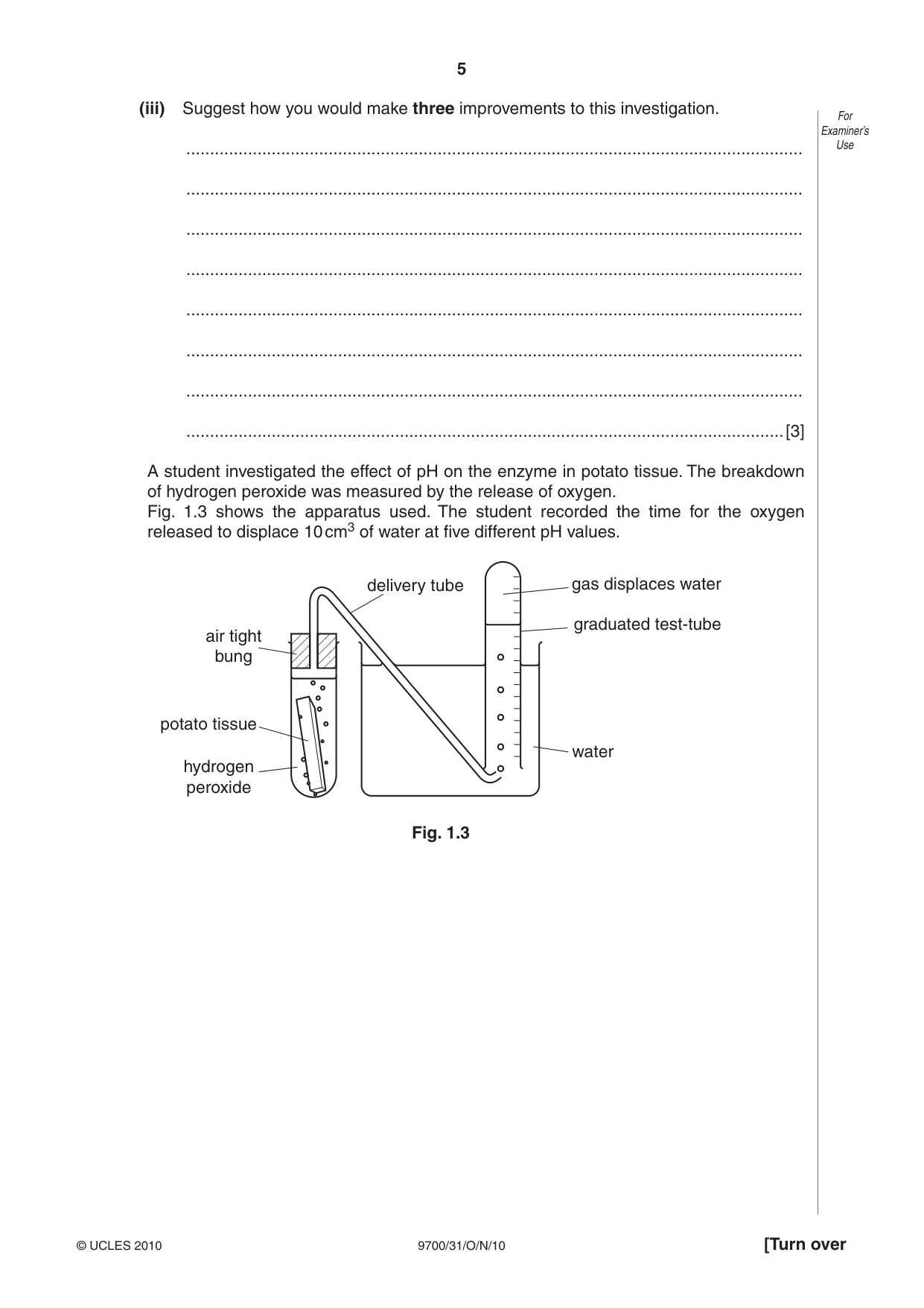 Cambridge A Level Biology 9700 2010 Oct/Nov Paper 3 · Variant 1 question paper, page 5 of 12