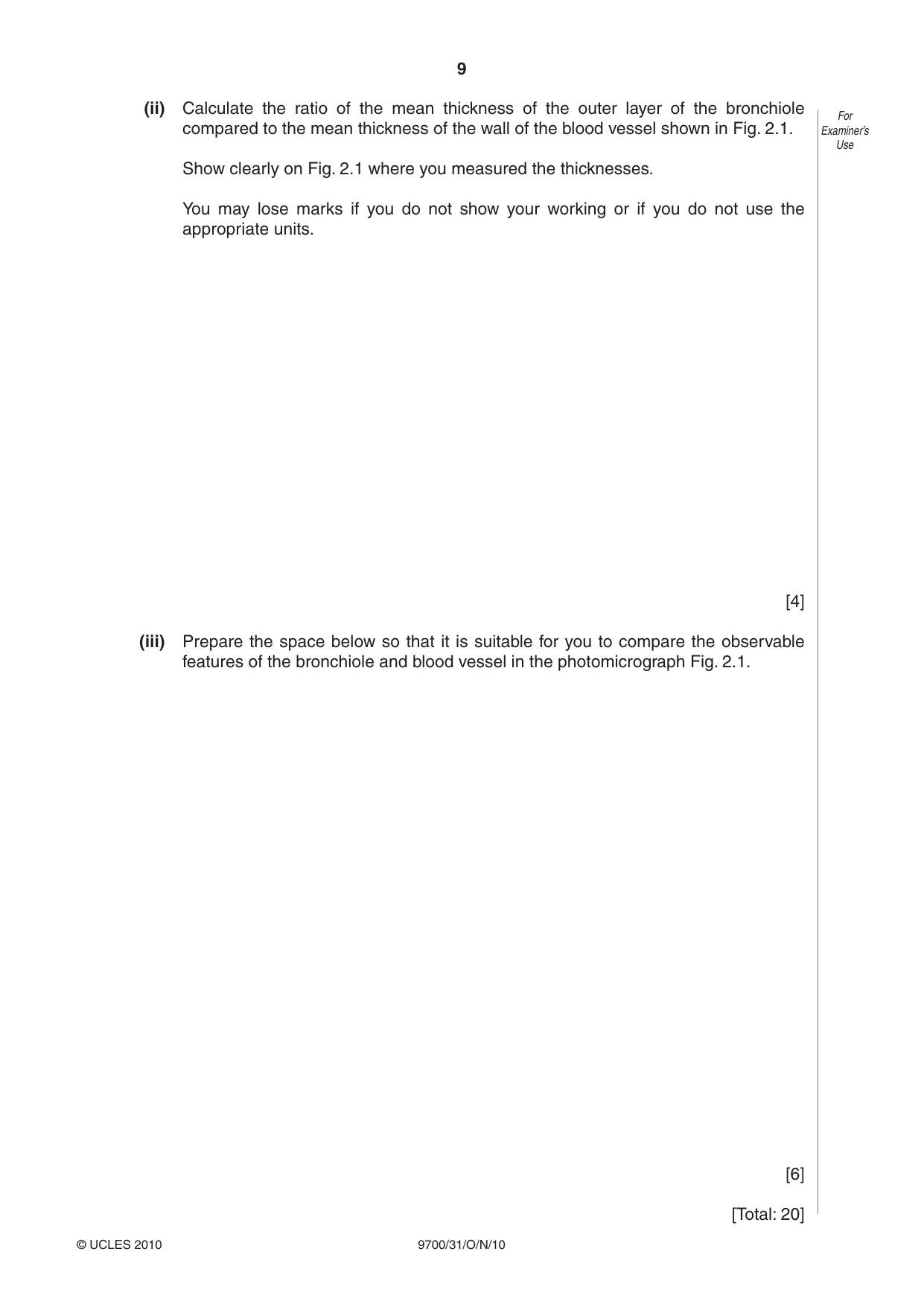 Cambridge A Level Biology 9700 2010 Oct/Nov Paper 3 · Variant 1 question paper, page 9 of 12