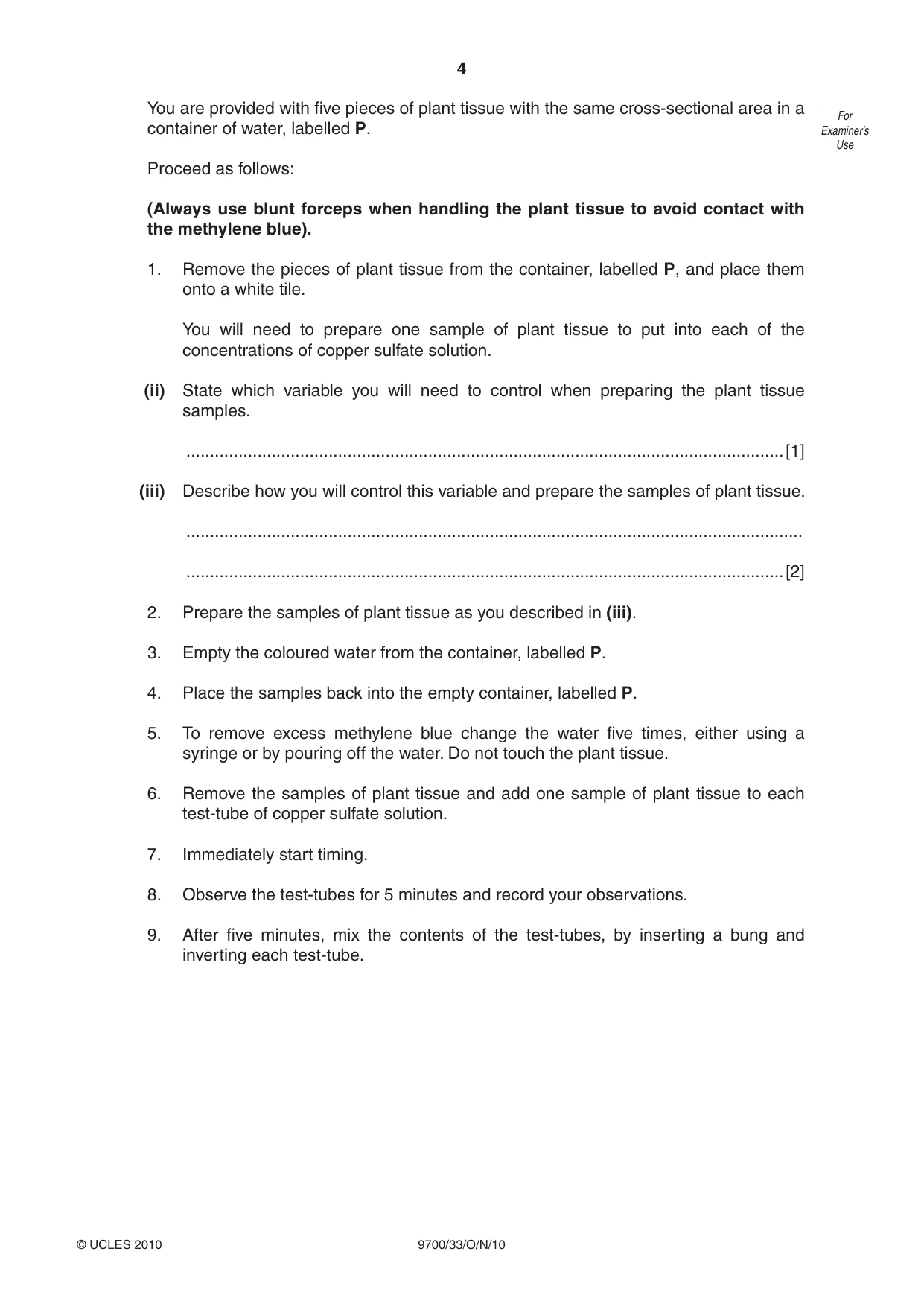 Cambridge A Level Biology 9700 2010 Oct/Nov Paper 3 · Variant 3 question paper, page 4 of 12