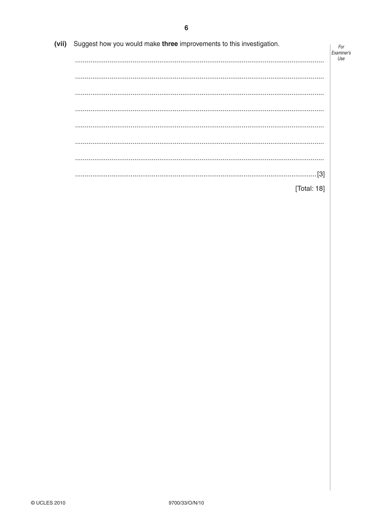 Cambridge A Level Biology 9700 2010 Oct/Nov Paper 3 · Variant 3 question paper, page 6 of 12