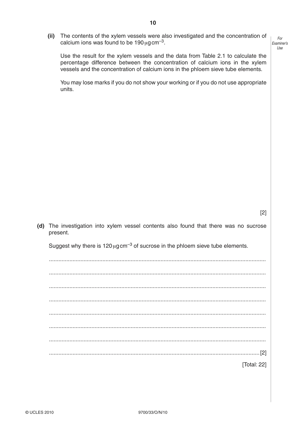 Cambridge A Level Biology 9700 2010 Oct/Nov Paper 3 · Variant 3 question paper, page 10 of 12