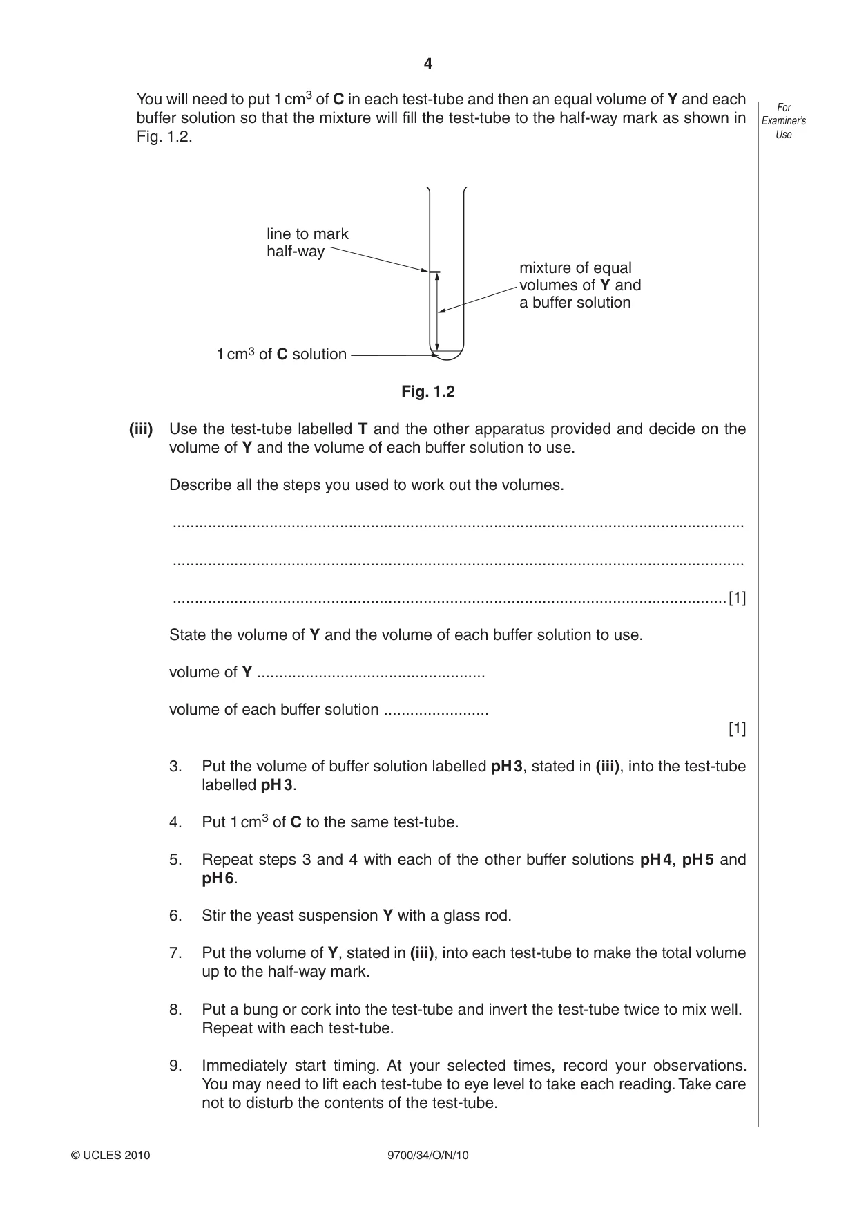 Cambridge A Level Biology 9700 2010 Oct/Nov Paper 3 · Variant 4 question paper, page 4 of 12