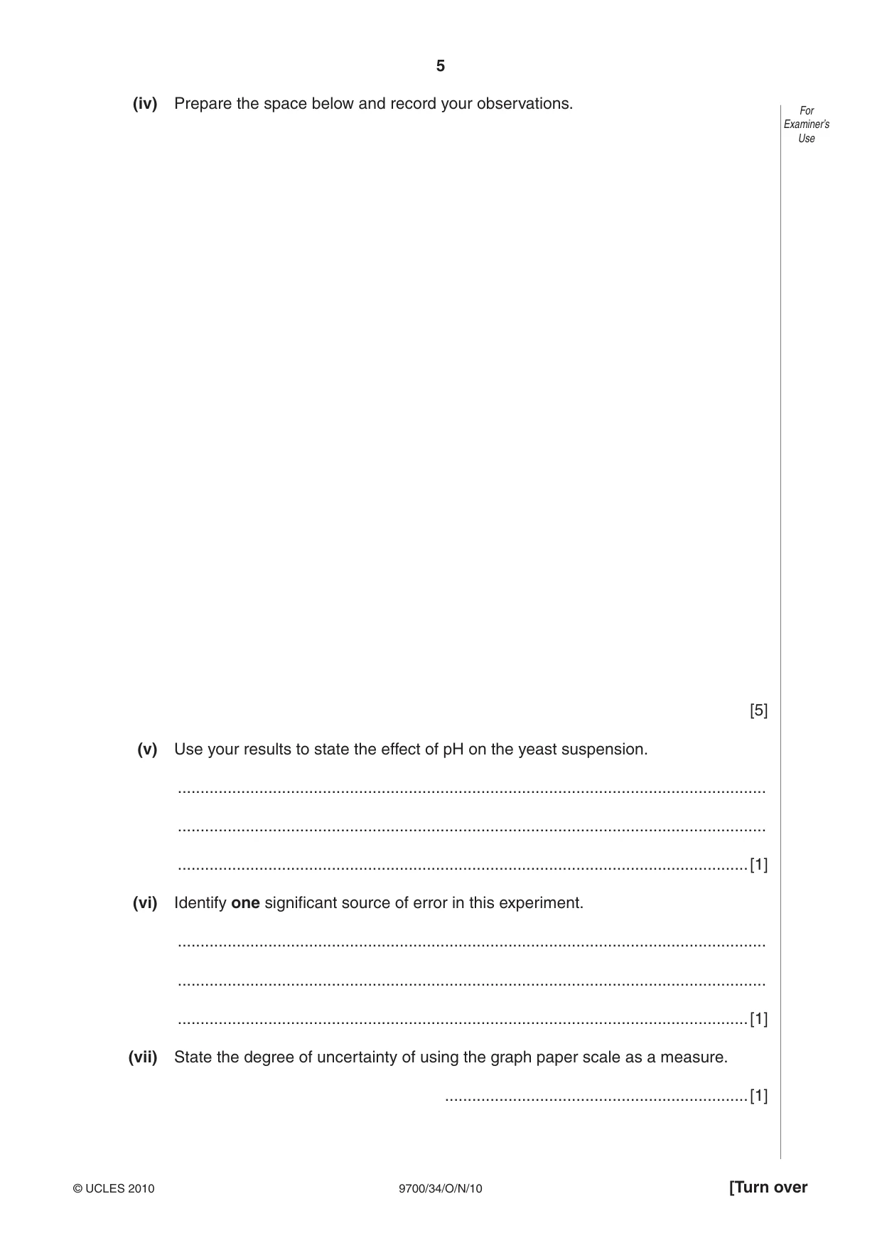 Cambridge A Level Biology 9700 2010 Oct/Nov Paper 3 · Variant 4 question paper, page 5 of 12