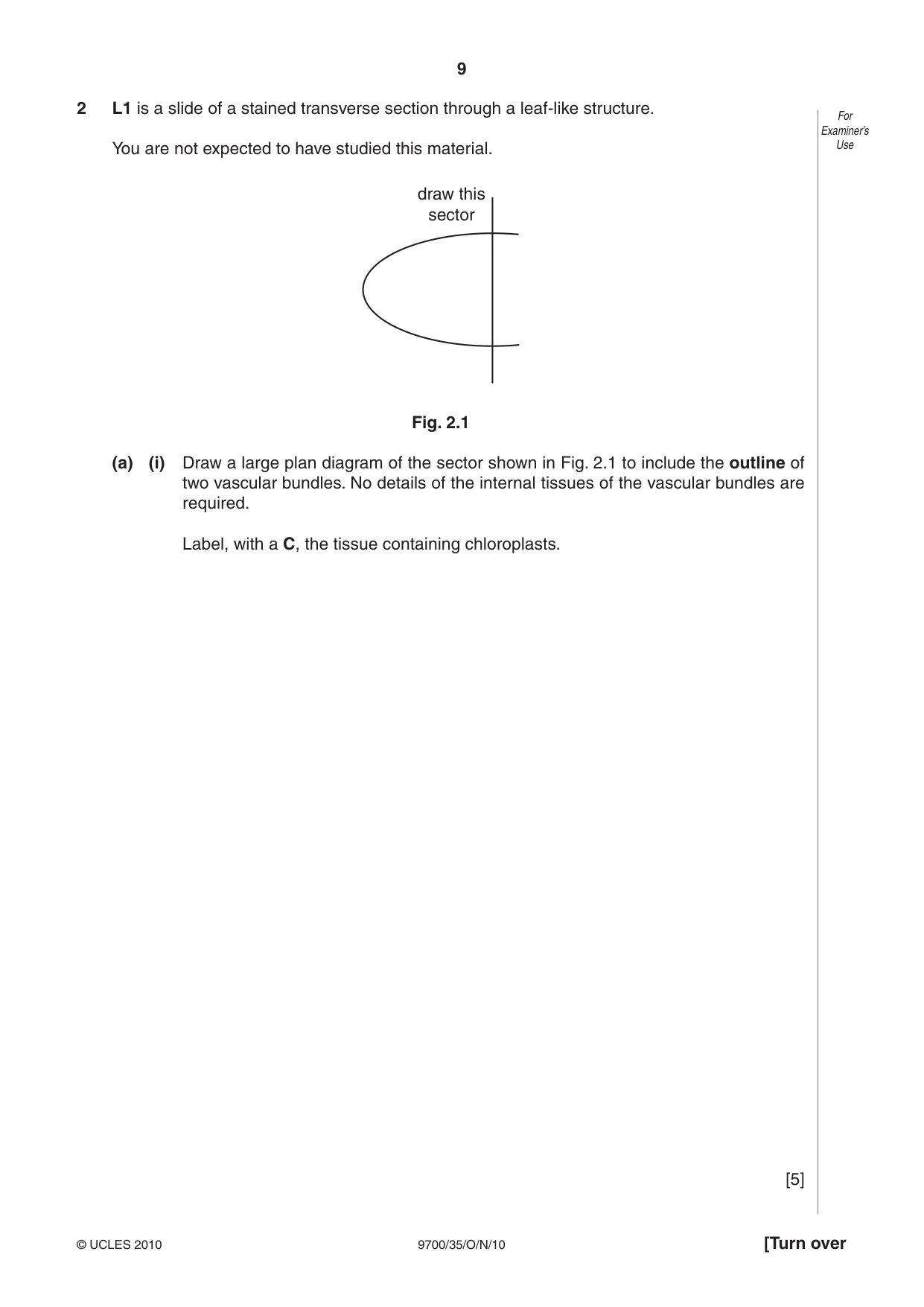 Cambridge A Level Biology 9700 2010 Oct/Nov Paper 3 · Variant 5 question paper, page 9 of 12