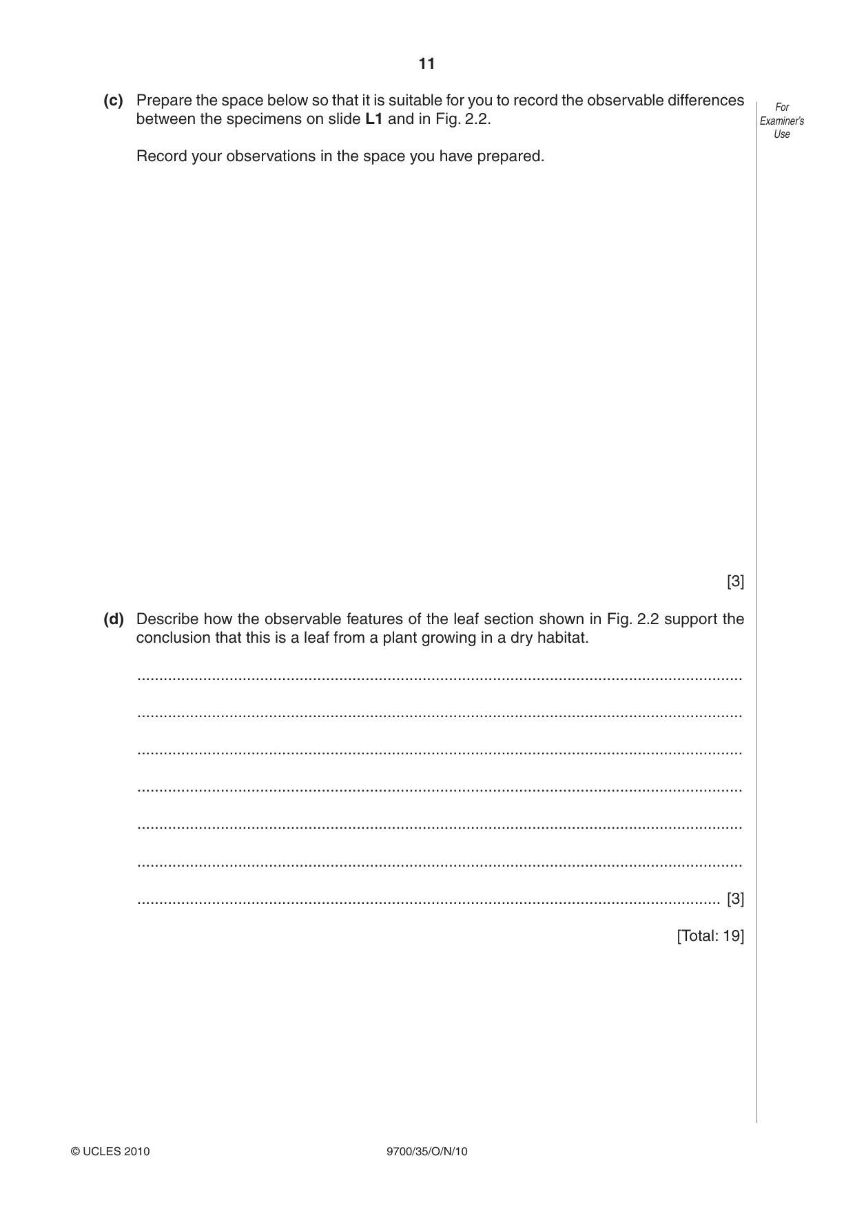 Cambridge A Level Biology 9700 2010 Oct/Nov Paper 3 · Variant 5 question paper, page 11 of 12