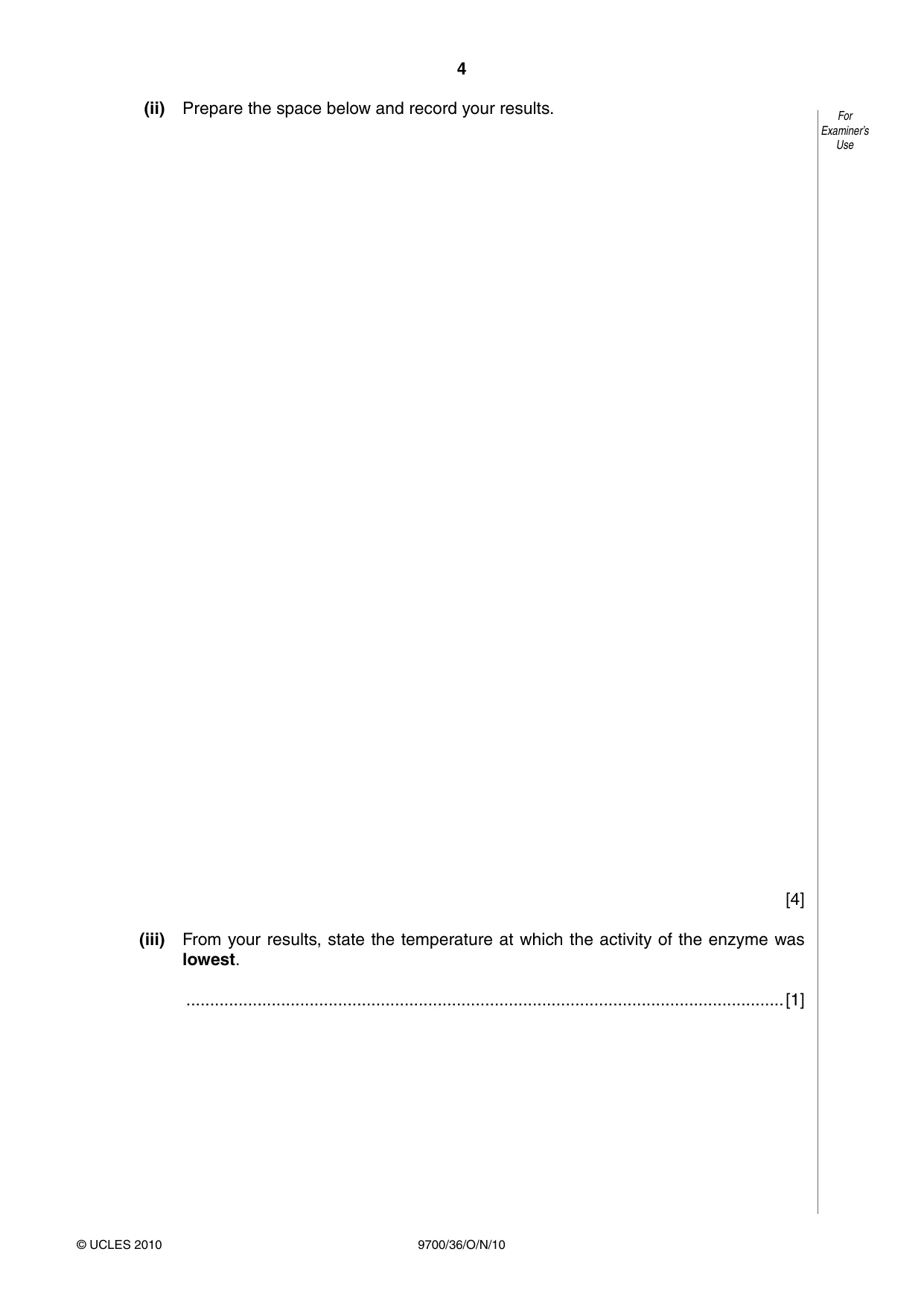 Cambridge A Level Biology 9700 2010 Oct/Nov Paper 3 · Variant 6 question paper, page 4 of 12