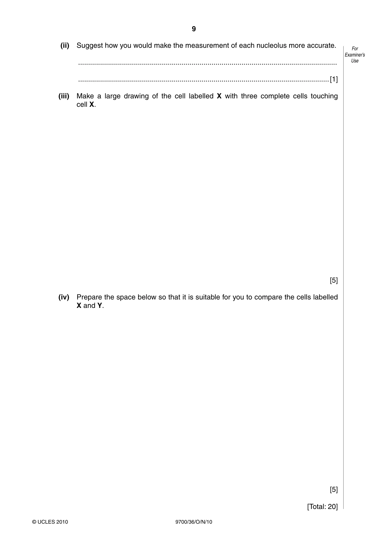 Cambridge A Level Biology 9700 2010 Oct/Nov Paper 3 · Variant 6 question paper, page 9 of 12