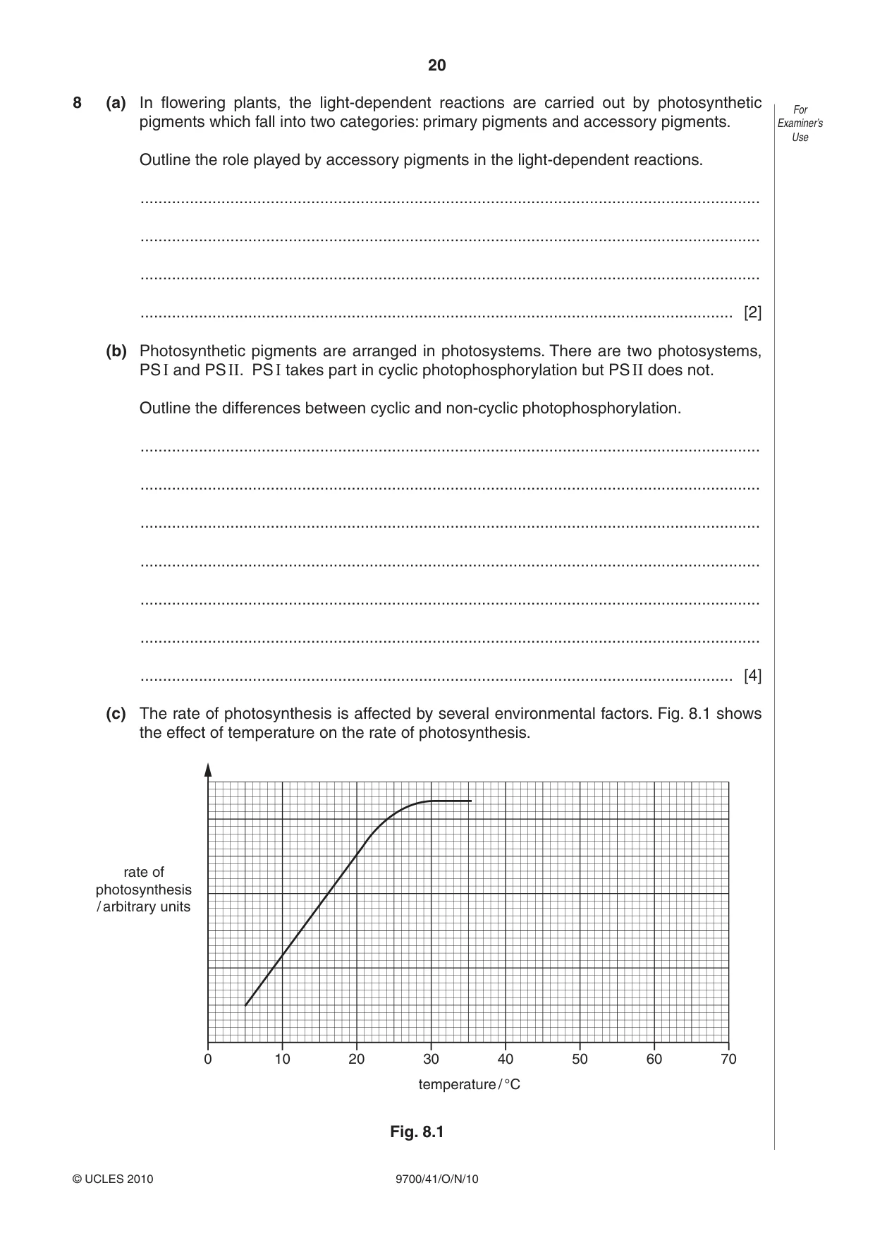 Cambridge A Level Biology 9700 2010 Oct/Nov Paper 4 · Variant 1 question paper, page 20 of 24