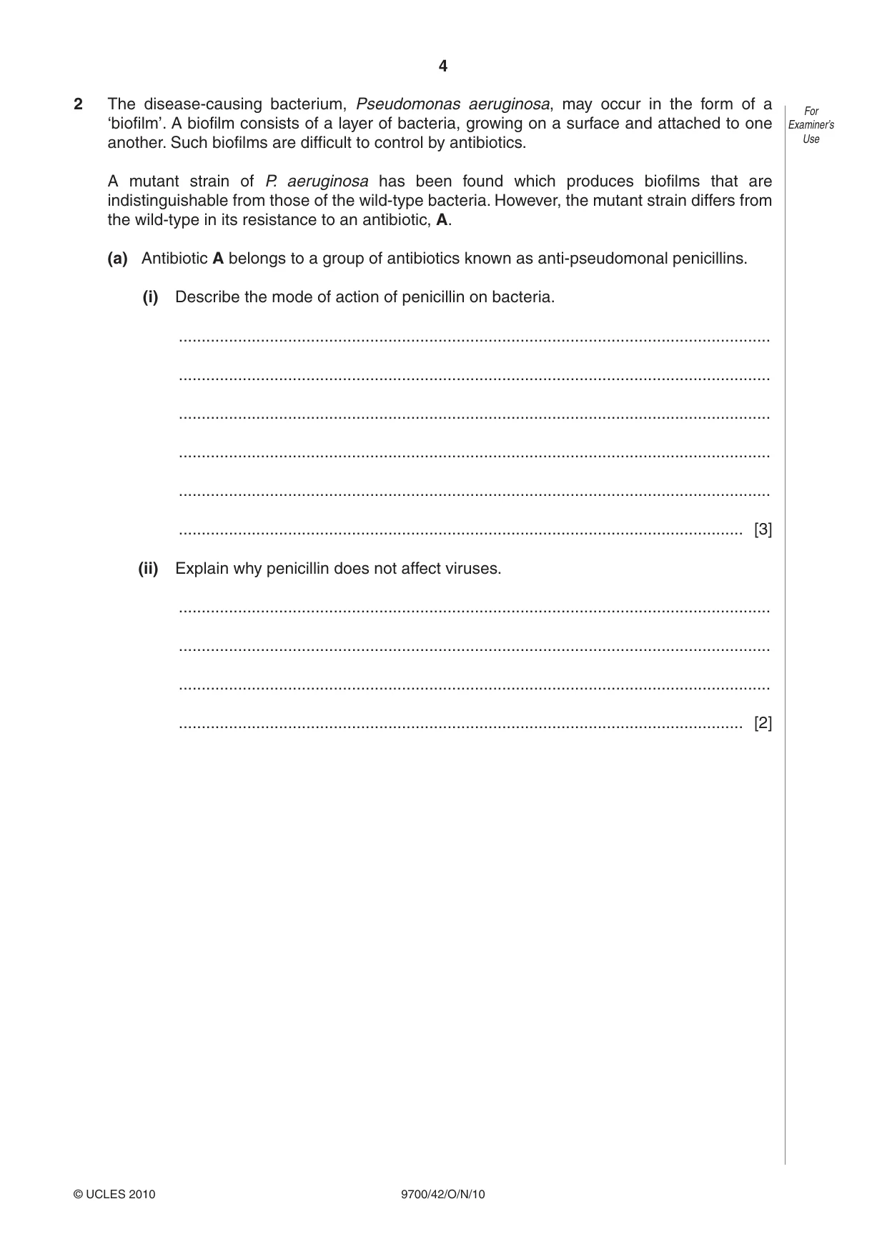 Cambridge A Level Biology 9700 2010 Oct/Nov Paper 4 · Variant 2 question paper, page 4 of 24