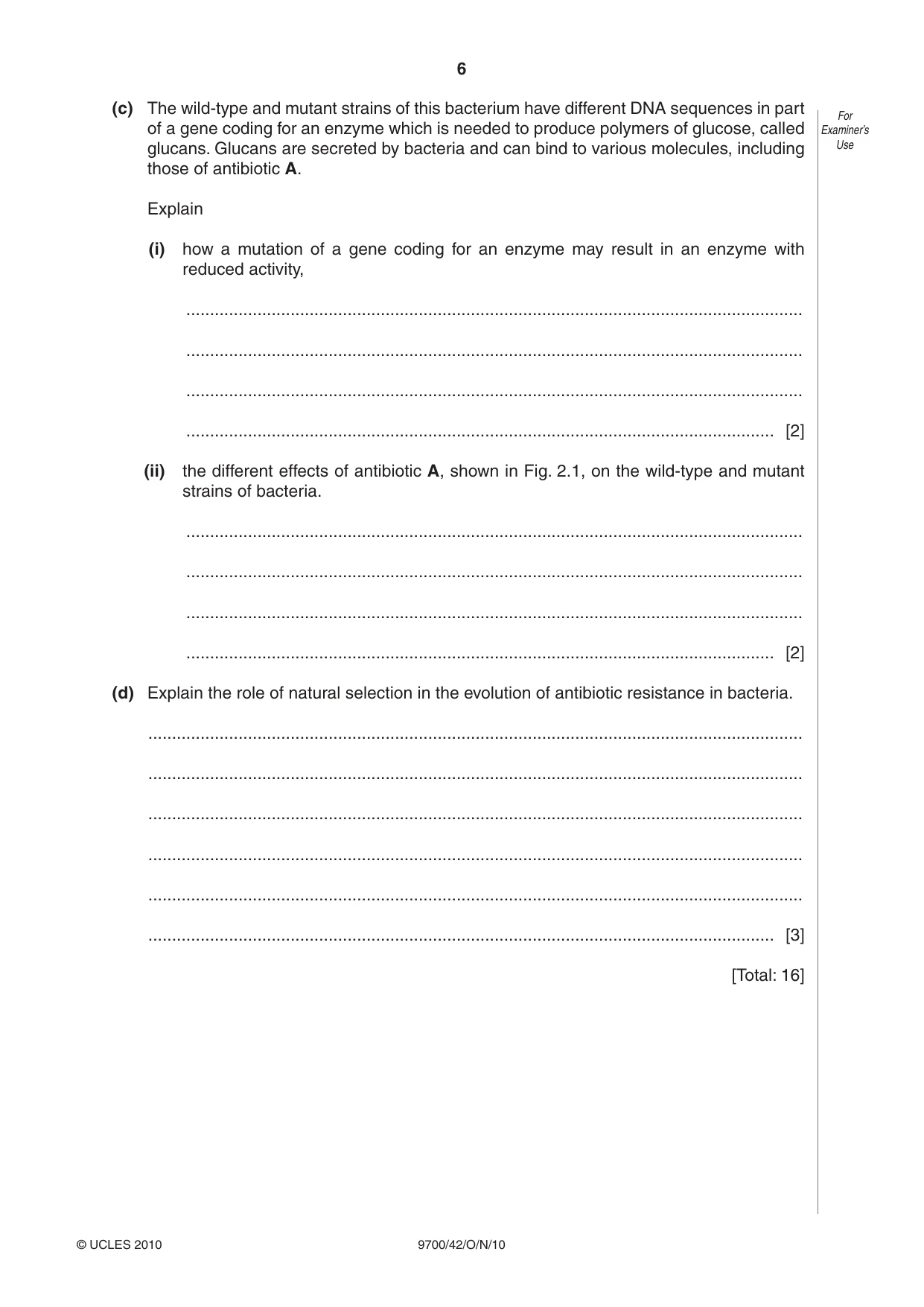 Cambridge A Level Biology 9700 2010 Oct/Nov Paper 4 · Variant 2 question paper, page 6 of 24