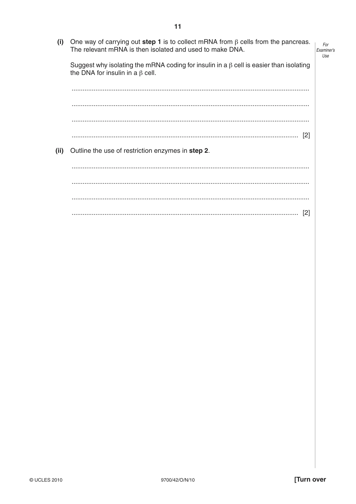 Cambridge A Level Biology 9700 2010 Oct/Nov Paper 4 · Variant 2 question paper, page 11 of 24