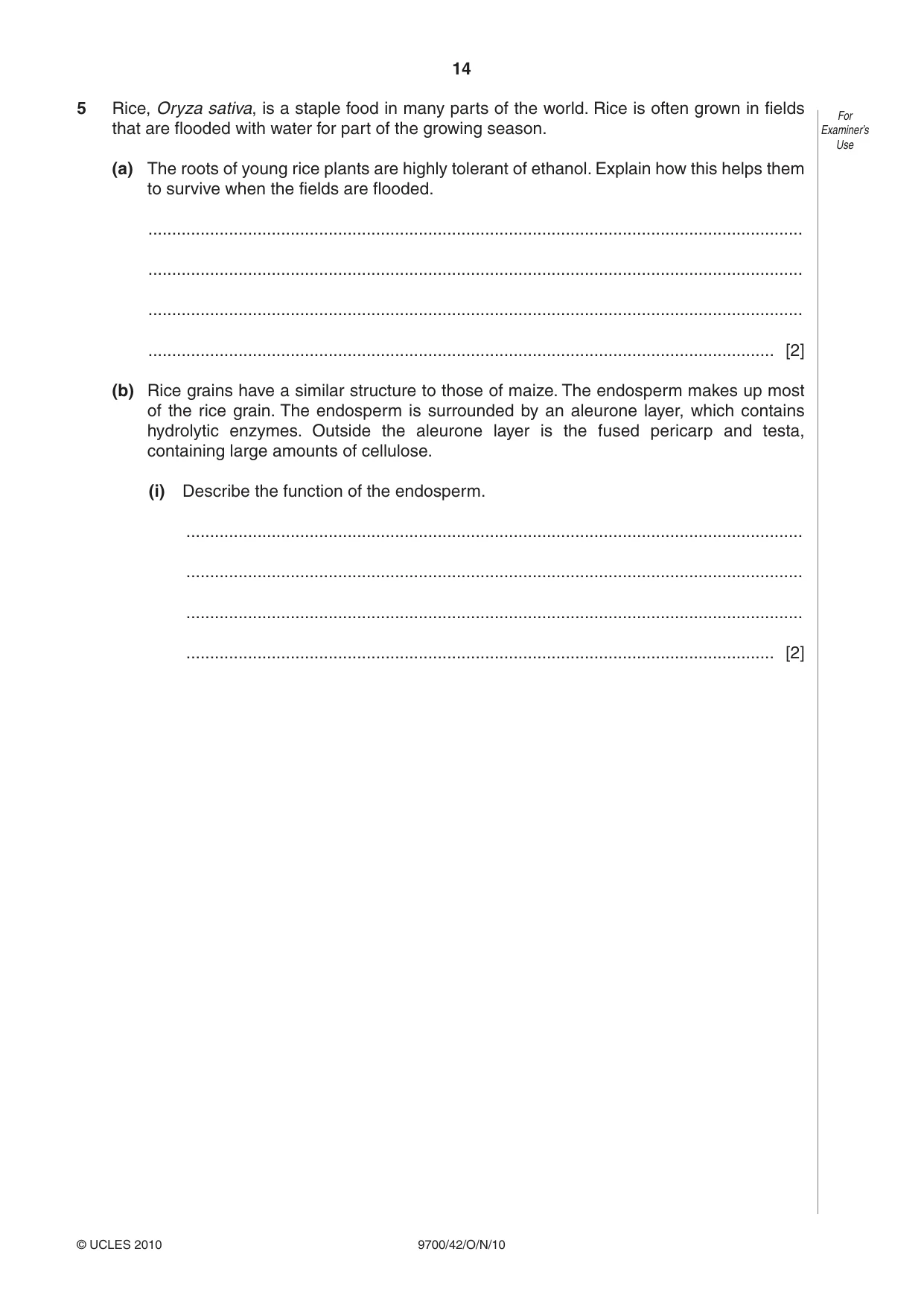 Cambridge A Level Biology 9700 2010 Oct/Nov Paper 4 · Variant 2 question paper, page 14 of 24