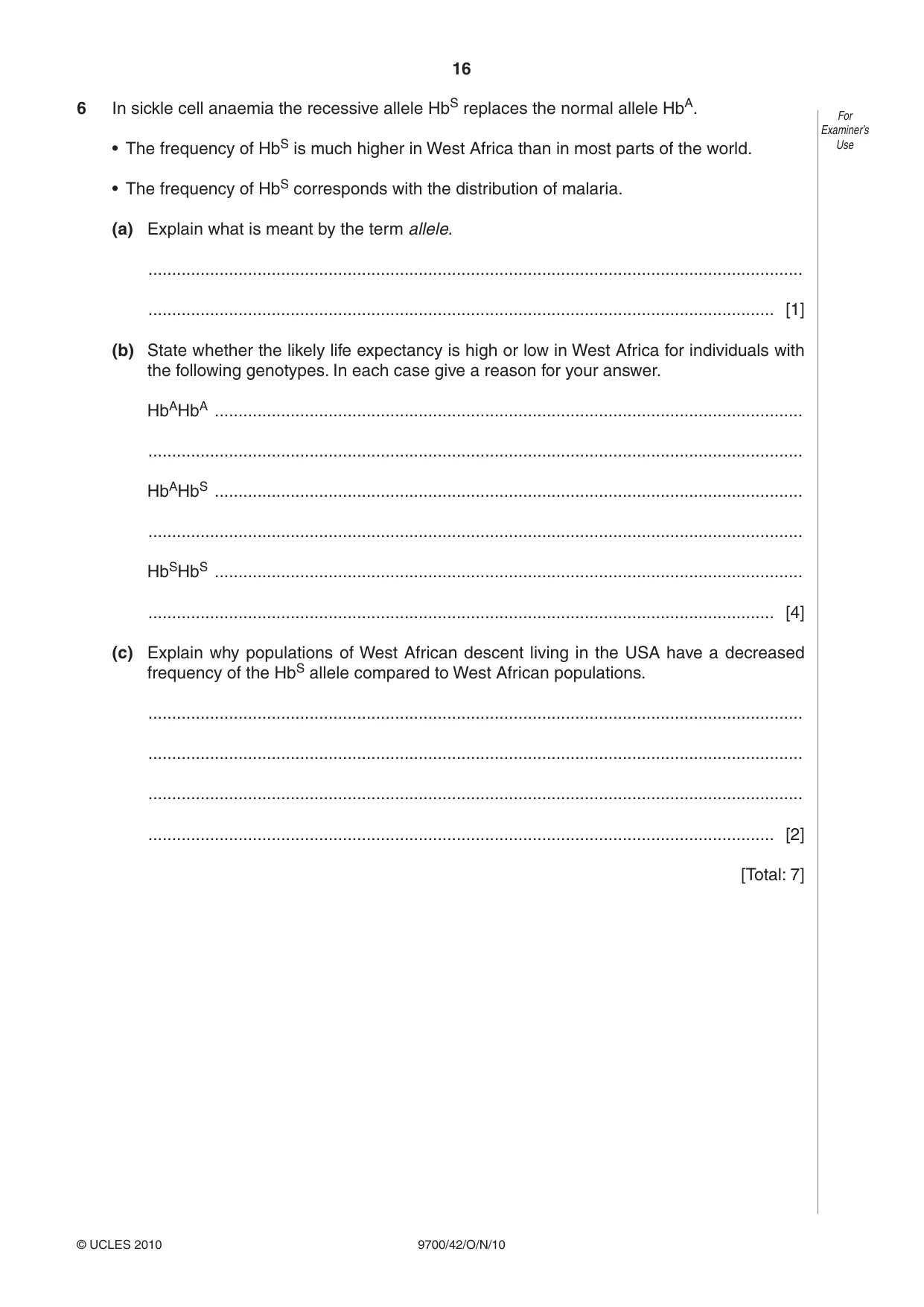 Cambridge A Level Biology 9700 2010 Oct/Nov Paper 4 · Variant 2 question paper, page 16 of 24