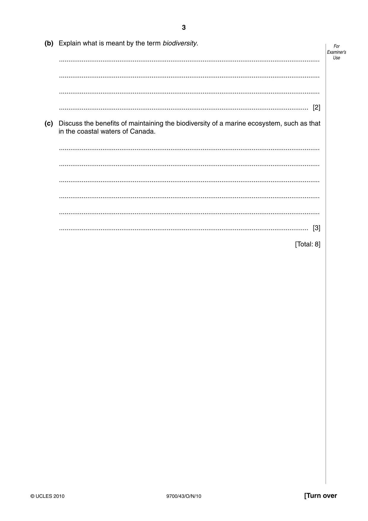 Cambridge A Level Biology 9700 2010 Oct/Nov Paper 4 · Variant 3 question paper, page 3 of 24