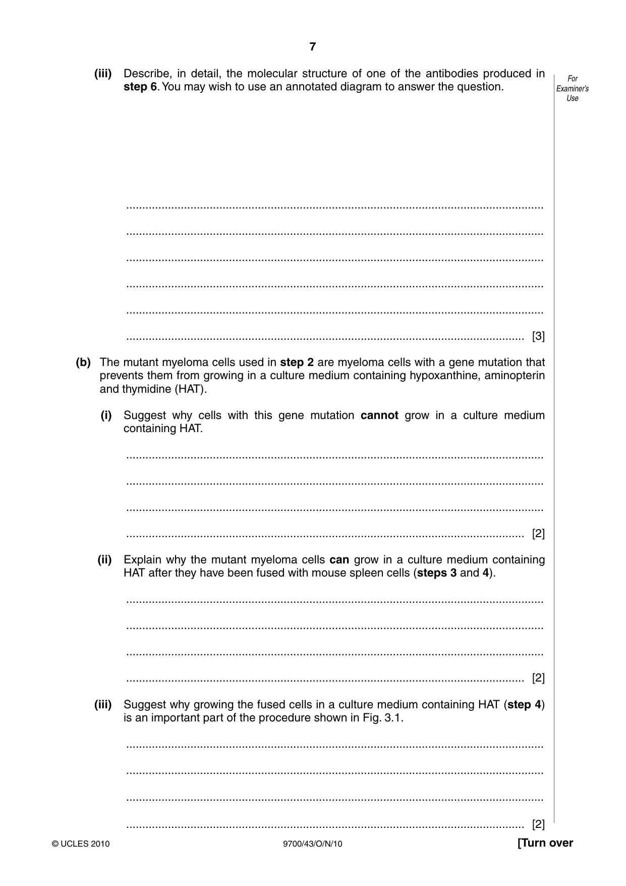 Cambridge A Level Biology 9700 2010 Oct/Nov Paper 4 · Variant 3 question paper, page 7 of 24