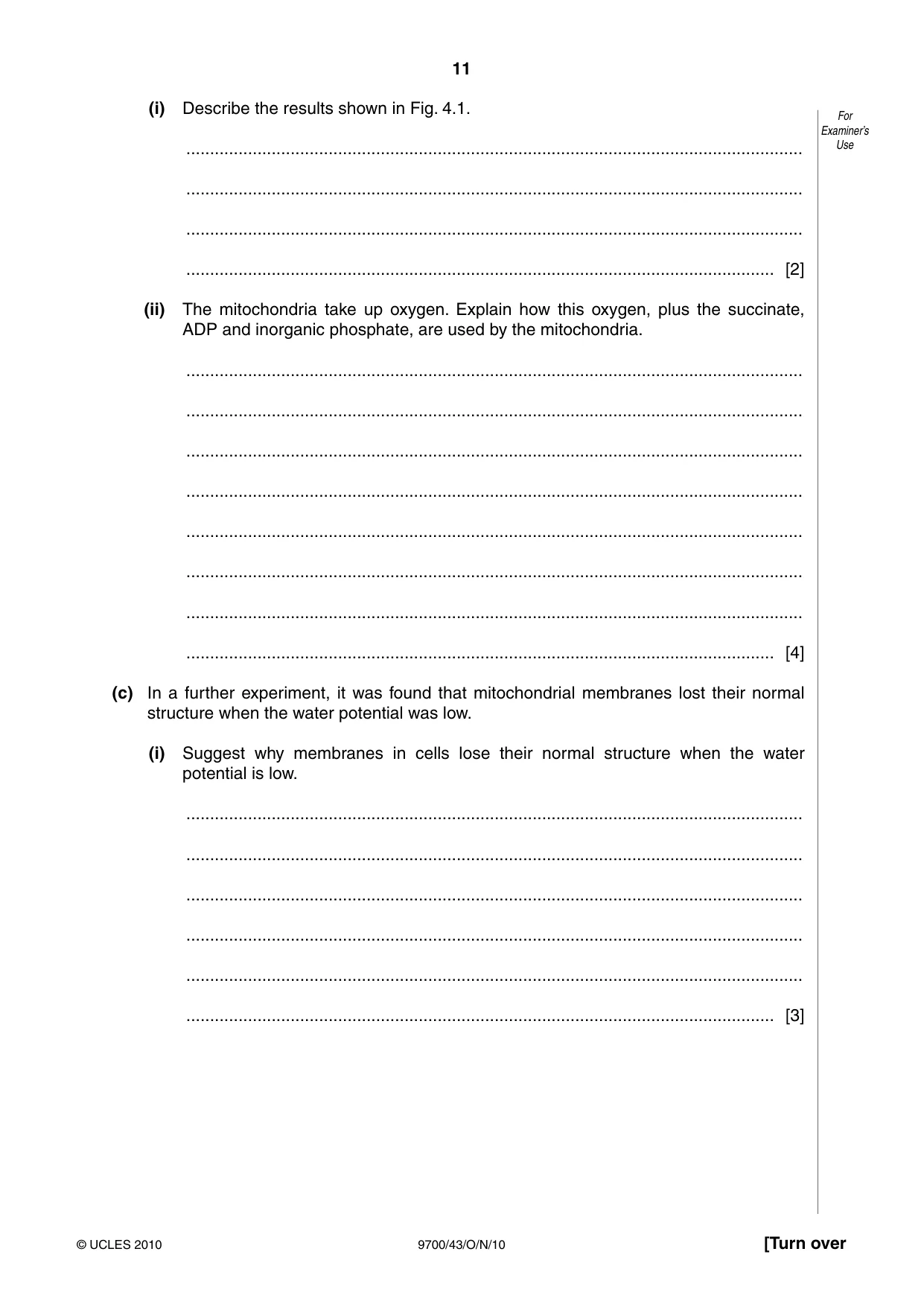 Cambridge A Level Biology 9700 2010 Oct/Nov Paper 4 · Variant 3 question paper, page 11 of 24