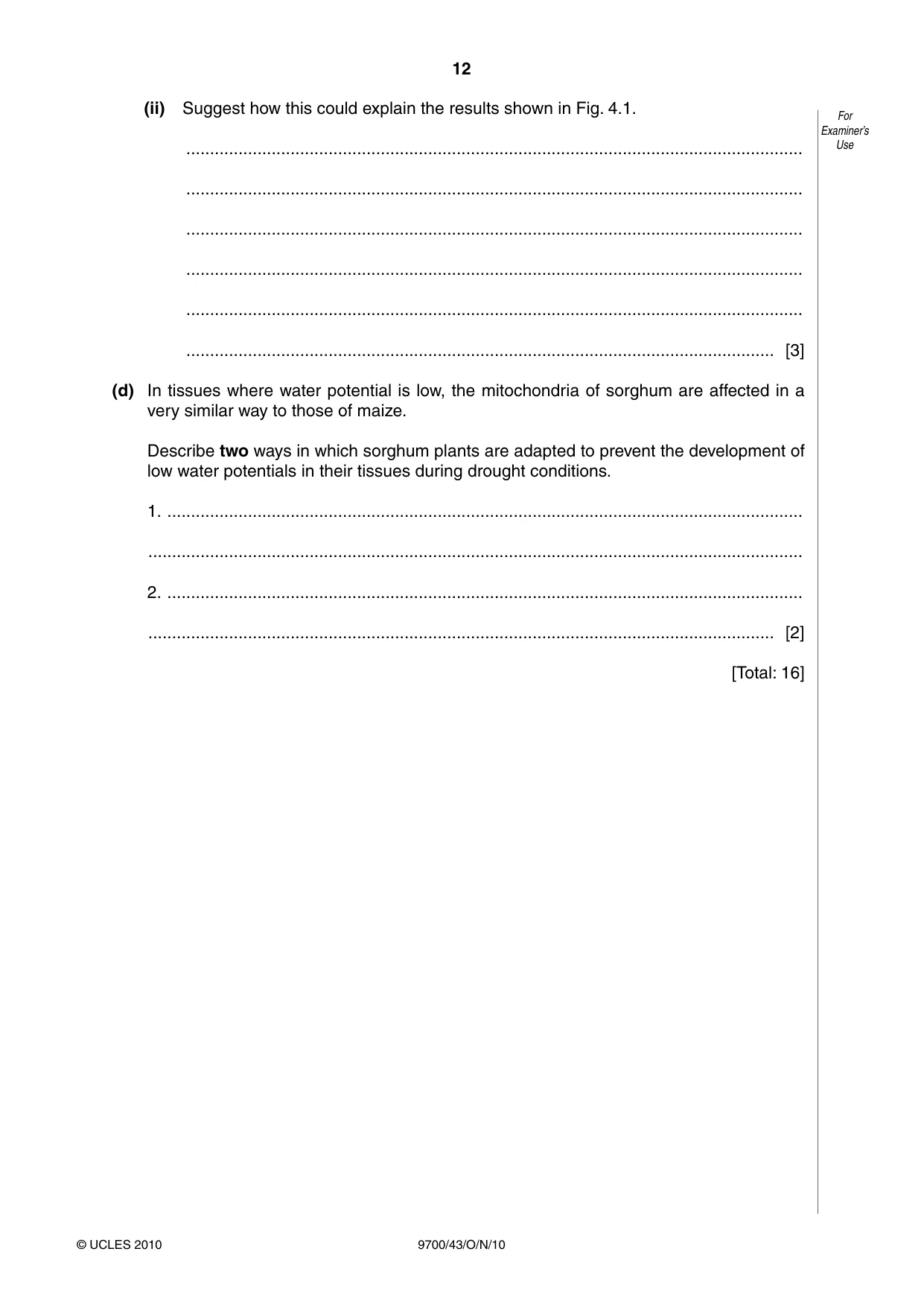 Cambridge A Level Biology 9700 2010 Oct/Nov Paper 4 · Variant 3 question paper, page 12 of 24