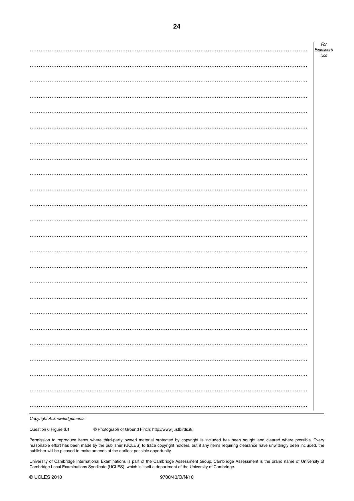 Cambridge A Level Biology 9700 2010 Oct/Nov Paper 4 · Variant 3 question paper, page 24 of 24