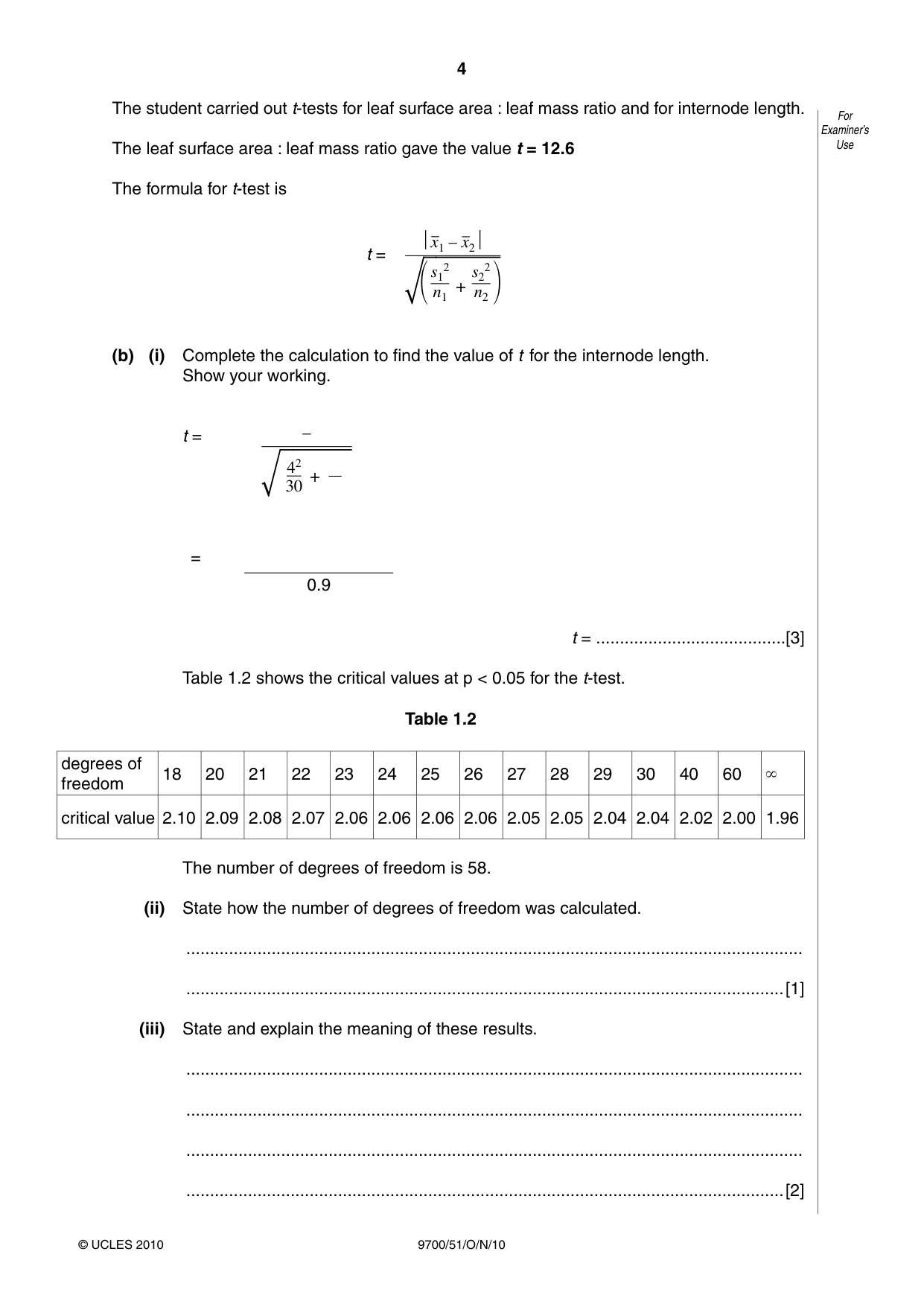 Cambridge A Level Biology 9700 2010 Oct/Nov Paper 5 · Variant 1 question paper, page 4 of 8
