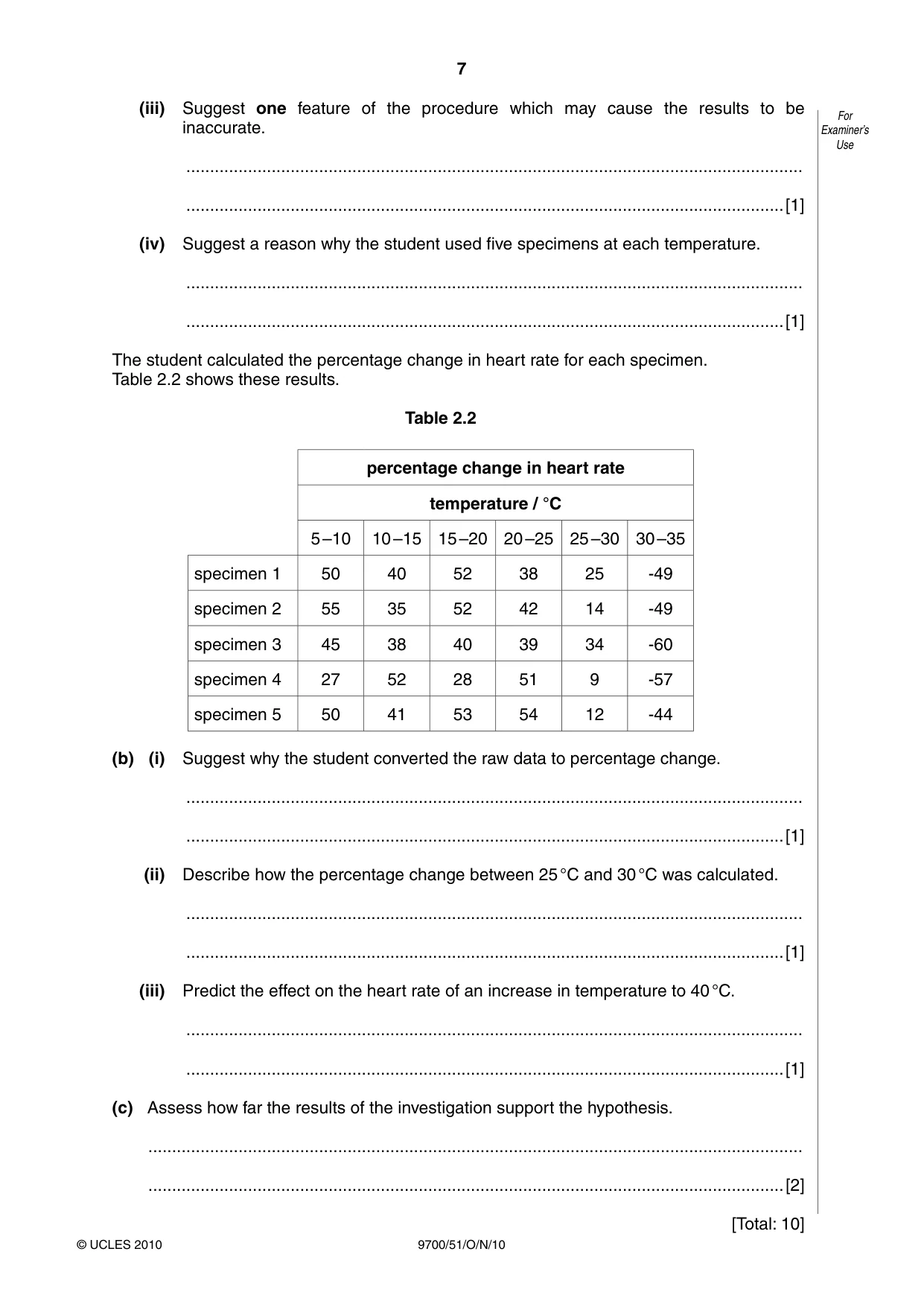 Cambridge A Level Biology 9700 2010 Oct/Nov Paper 5 · Variant 1 question paper, page 7 of 8